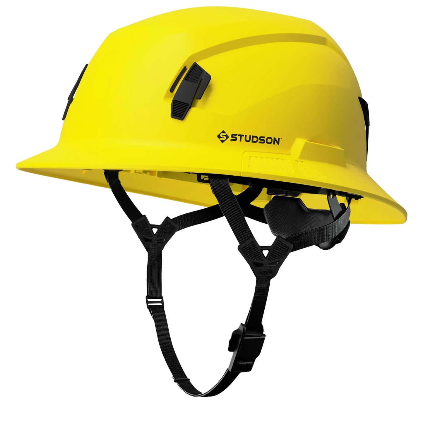 STUDSON SHK-1 Full Brim Safety Helmet: ANSI/ISEA Z89.1 Type II Compliant (R 2019), Lightweight & Breathable, NFC Emergency Contact Chip, One Size, Class C & E (Non-Vented, Safety Yellow)