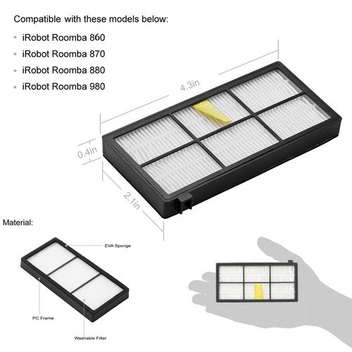 Hongfa Replacement for iRobot Roomba Filters 960 981,15 Packs 800 and 900 Series Hepa Filters for Roomba 960 980 870 880 960 877 871 880 890 891 805 Robotic Vacuum Parts
