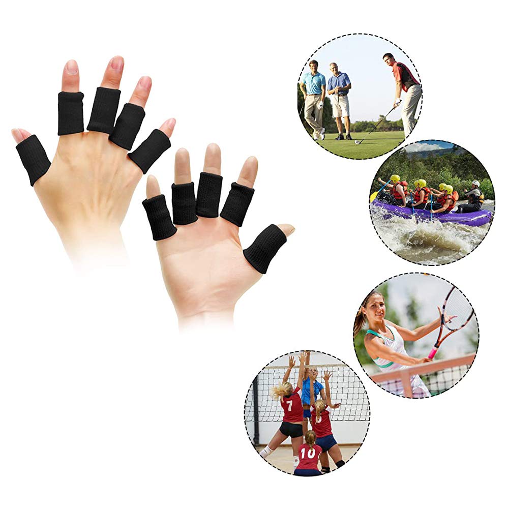 ELANE 40 PCS Finger Splint Finger Holster Thumb Brace Support Elastic Sleeves for Finger Support ,Knuckle,for gaming,sports,basketball,black,green,skyblue,rosered