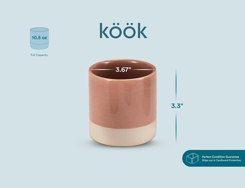 KooK Latte Cups - Artisanal Ceramic Stoneware | Handle-Free Japanese Tea Cups, 10.5 oz, Set of 4