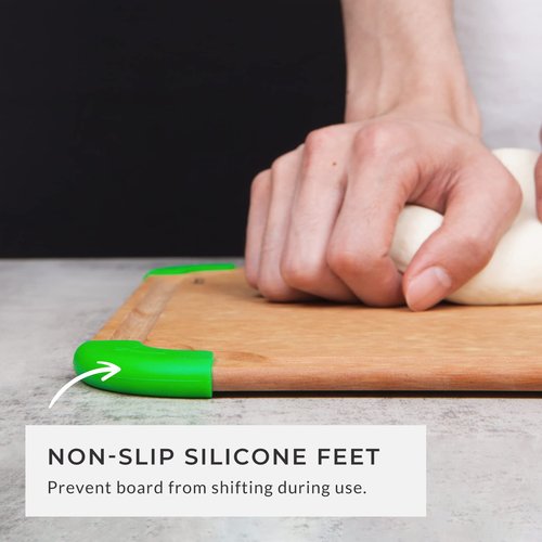 Elihome Premium Series Color Code Wood Fiber Dishwasher Safe Cutting board for Kitchen, Food Icon, Juice Grooves, Non-Porous, Non-slip Feet,Made in USA, X-Large 19 x 14 x 1/4"