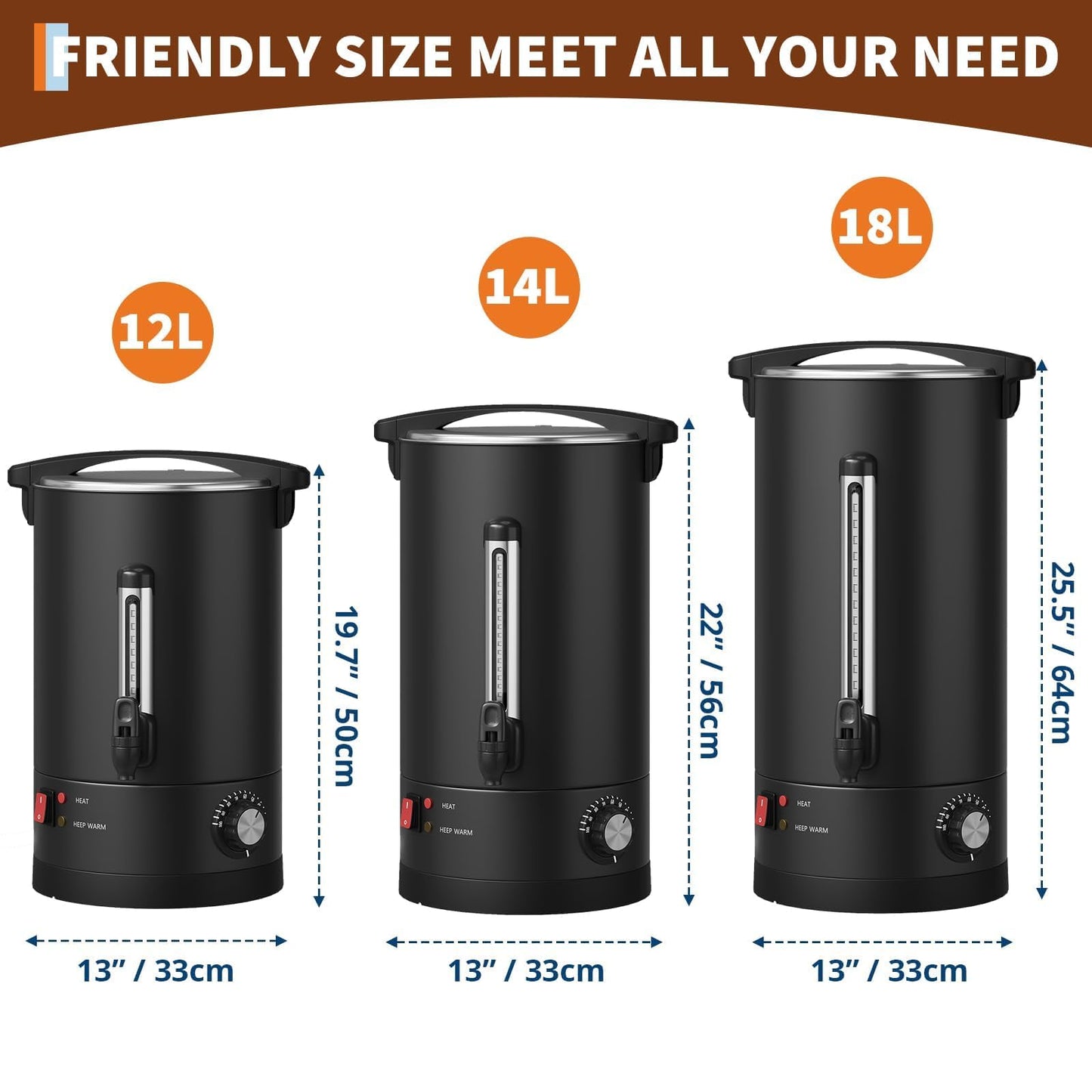 120 Cup Coffee Urn, 18L/4.8Gal Stainless Steel Hot Beverage Dispenser, Fast Brew Rapid Extraction, Auto Temperature Control Faucet, Commercial Hot Water Urn for Party Buffet Catering, Black