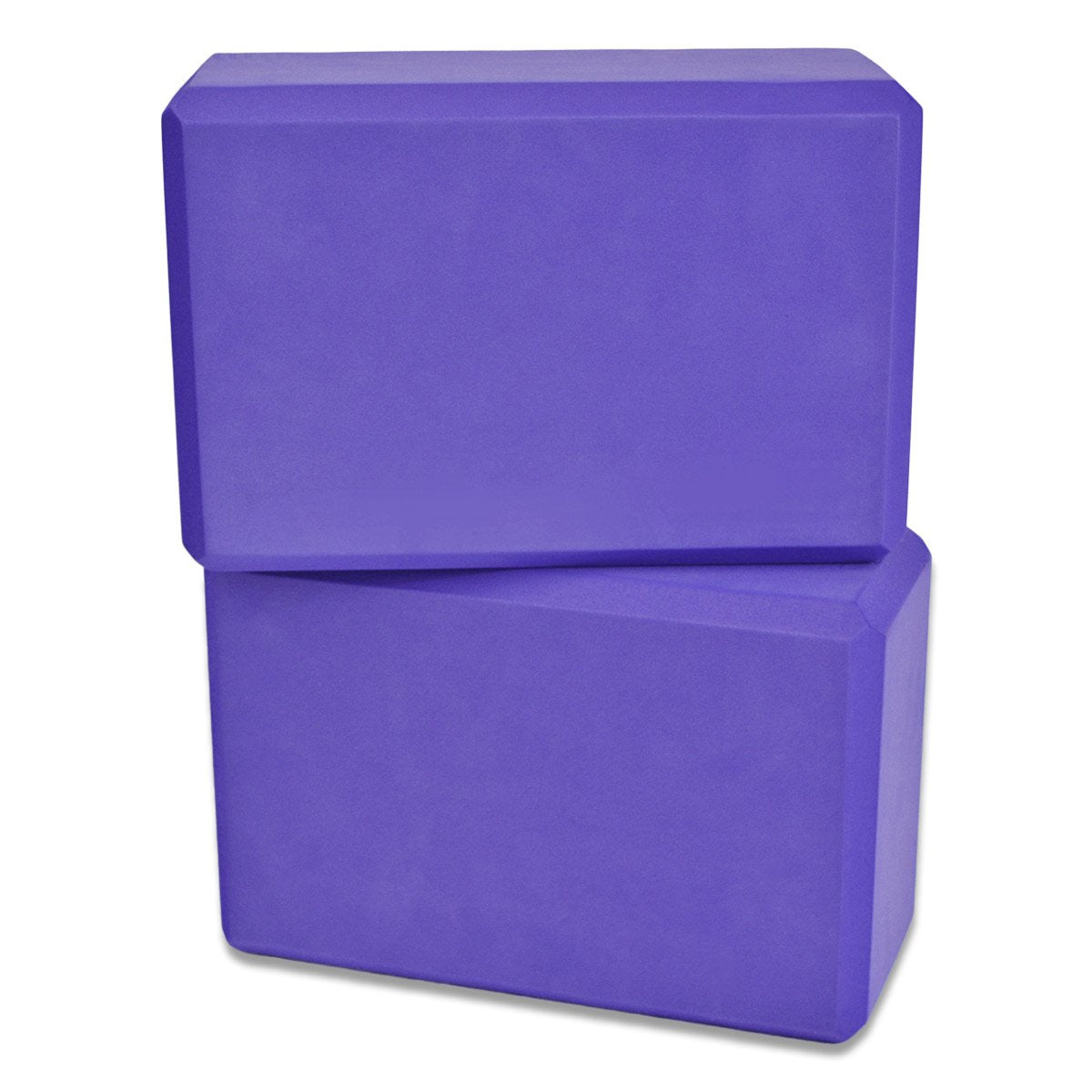 YogaAccessories High Density and Lightweight Foam Yoga Blocks - Strength and Flexibility Aid (Set of 2) - 9"x6"x4", Purple