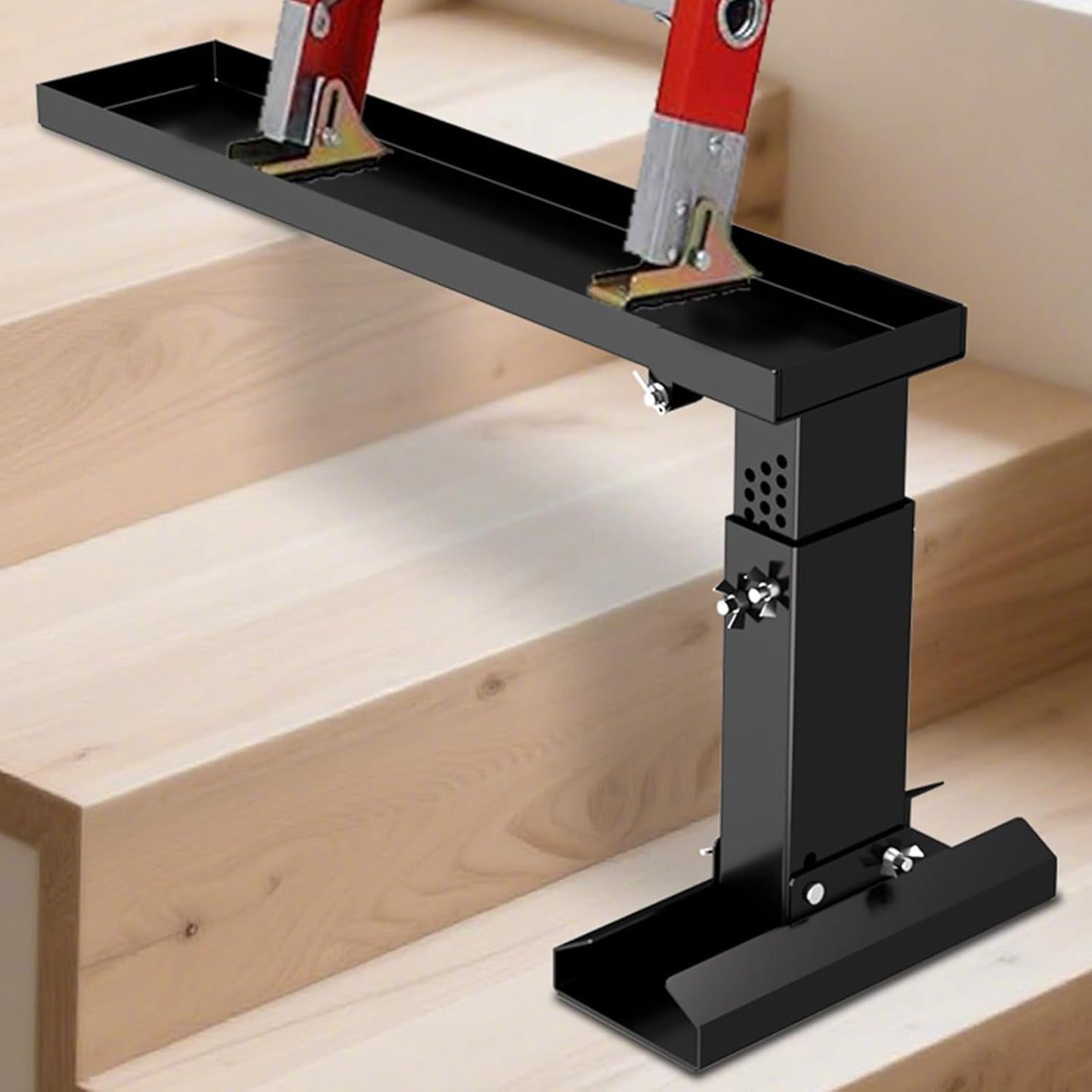 Ladder Leveler Pro, Heavy-Duty Ladder Stabilizer for Stairs, Adjustable Length 17 "-31.5" and Height Range 11 "-18", Fits Ladders up to 30" Wide (Black)