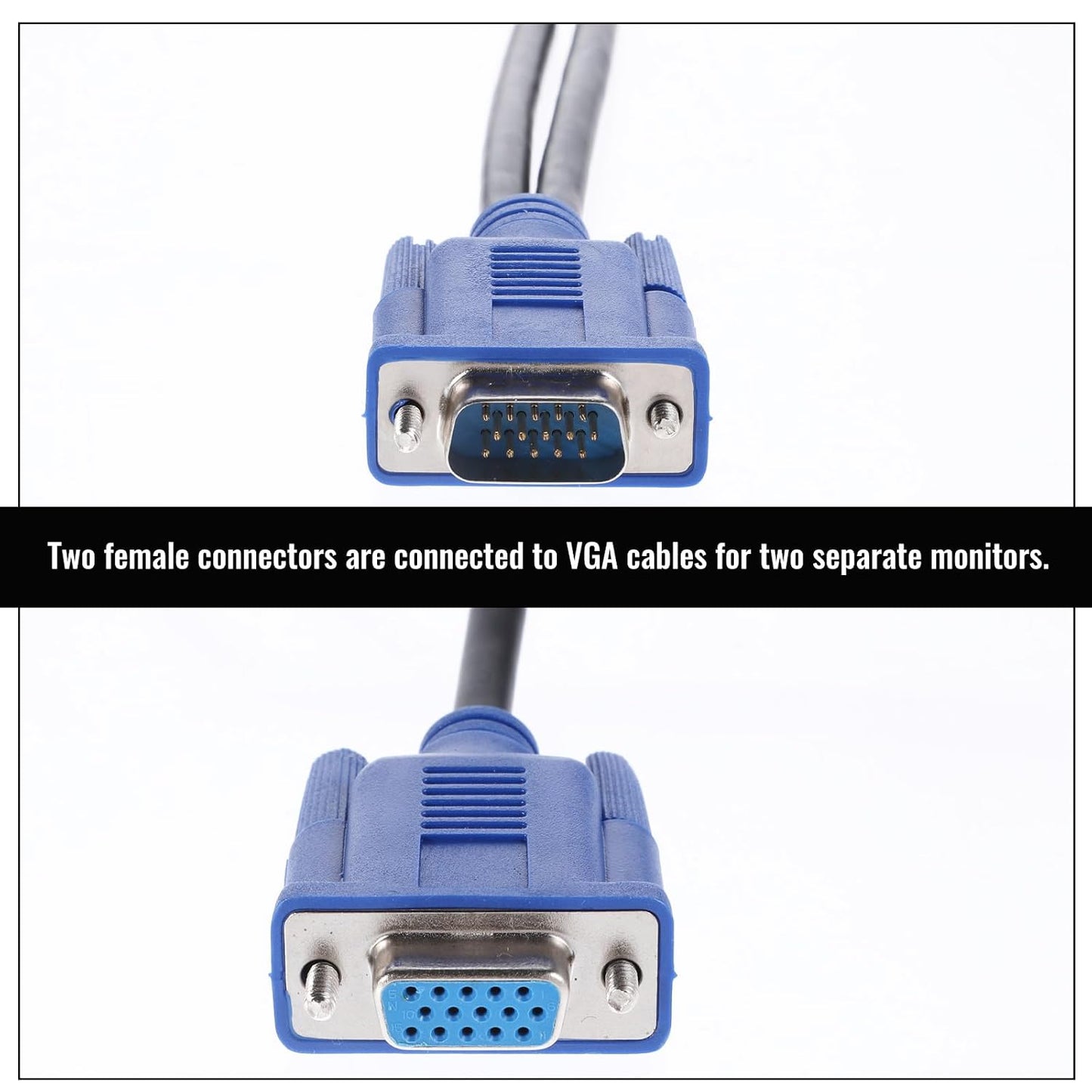 Xelsluthe 1 2 VGA Splitter Dual Monitor Cable Male to Female Adapter Converter VGA SVGA Video Y Cable Cord