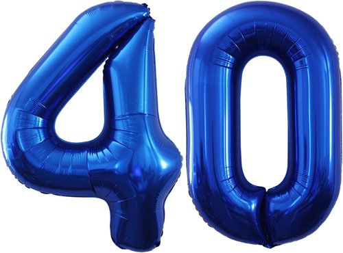 GOER 40-Inch Jumbo Foil Balloons - 40th Birthday Party Decorations in Blue | Helium-Ready