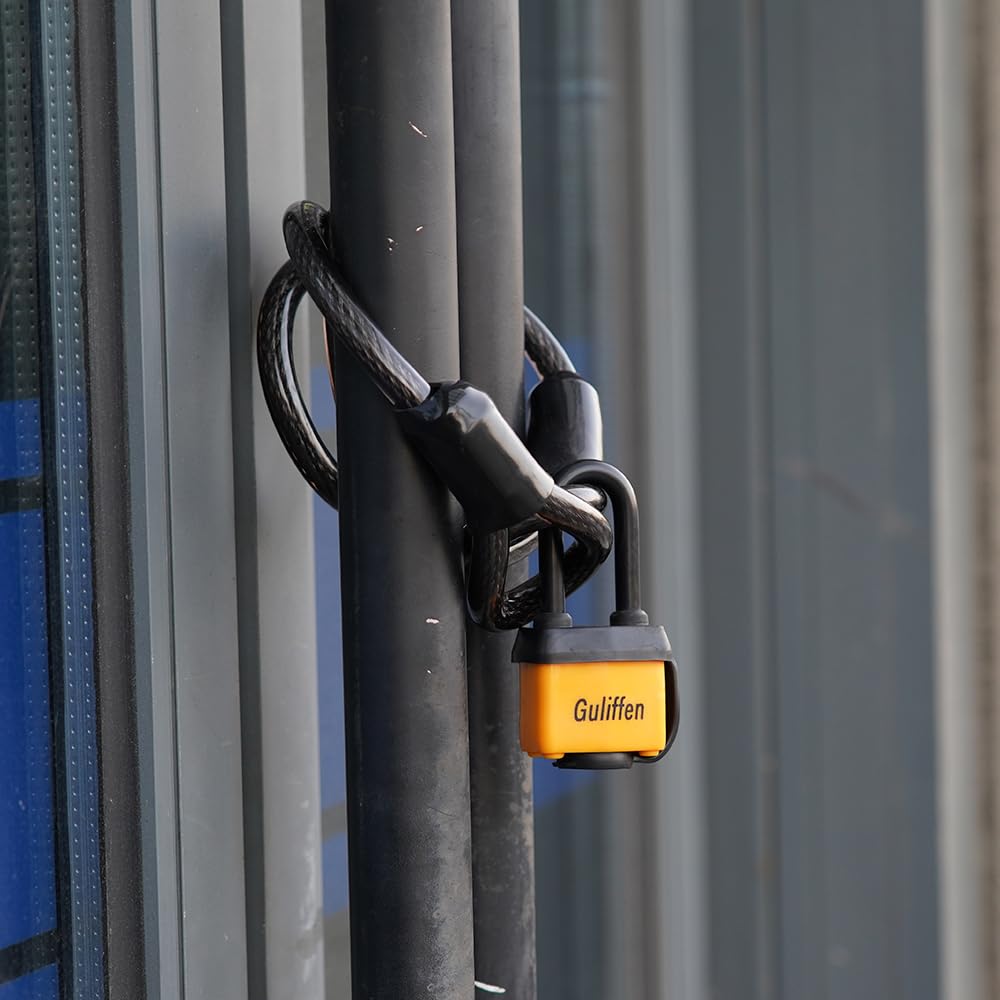 Guliffen Weatherproof Laminated Steel Padlock with Same Key, Outdoor Padlock with Long Shackle for Gate, Fence, Shed,Garage, 6 Pack