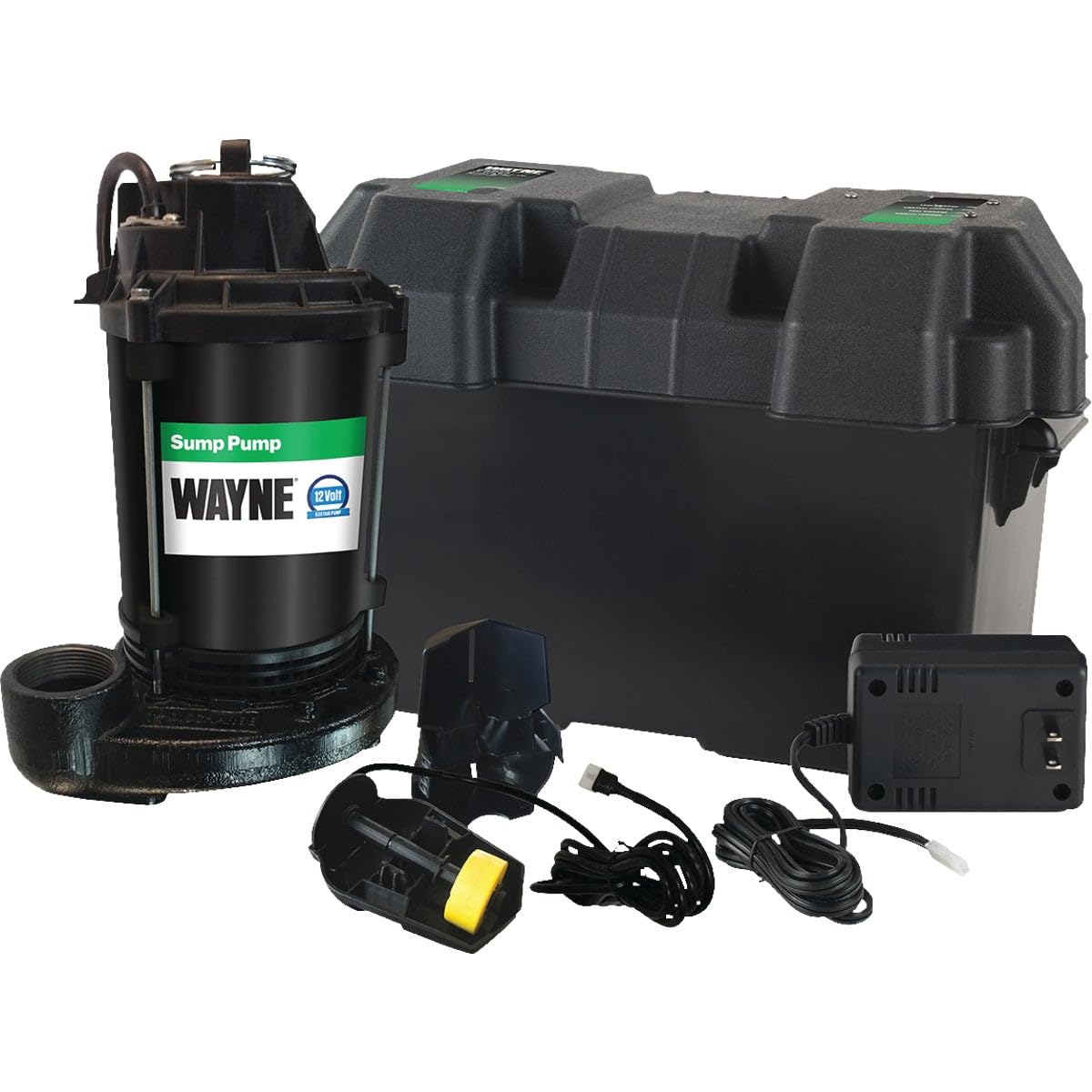 WAYNE ESP25n - 12 Volt Battery Back Up Sump Pump, Battery Not Included - Up to 2,700 Gallons Per Hour - Heavy Duty Basement Sump Pump