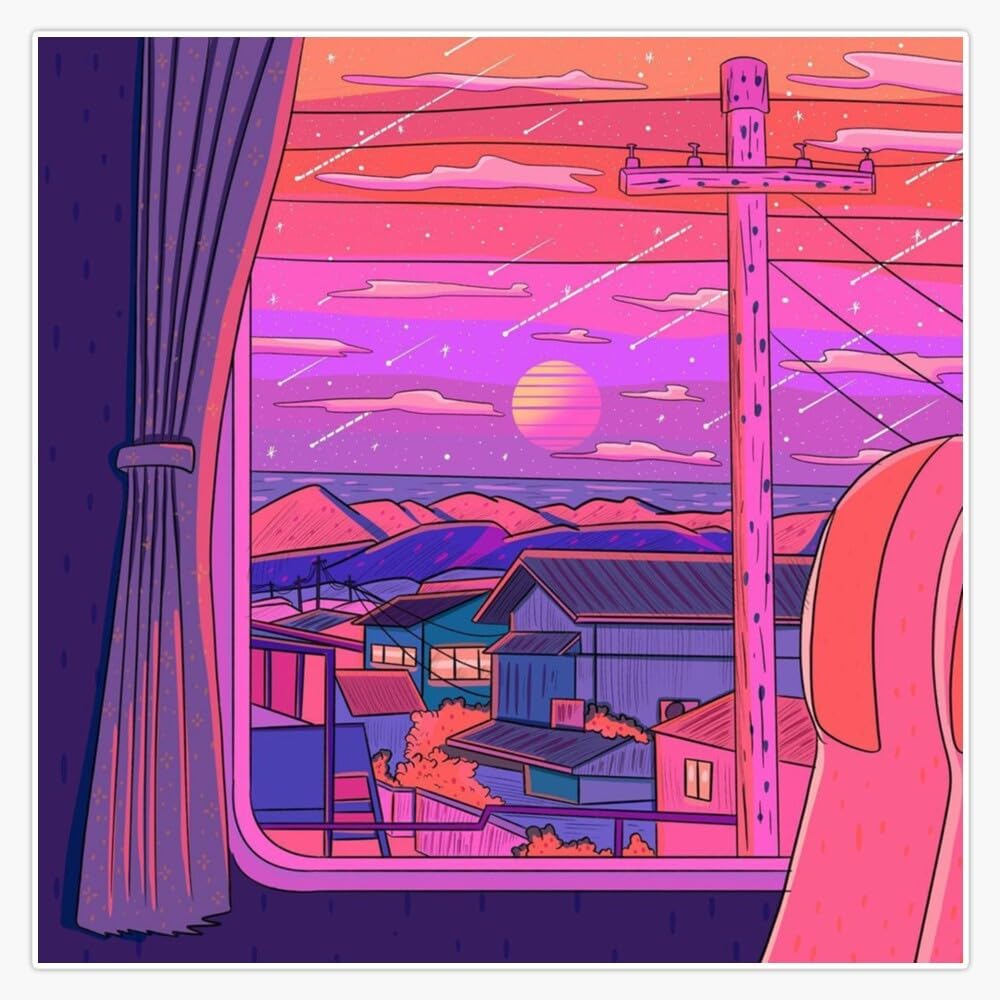 BKR Graphics Sunset 5" Train Ride - Sticker Decal Car Window Water Bottle