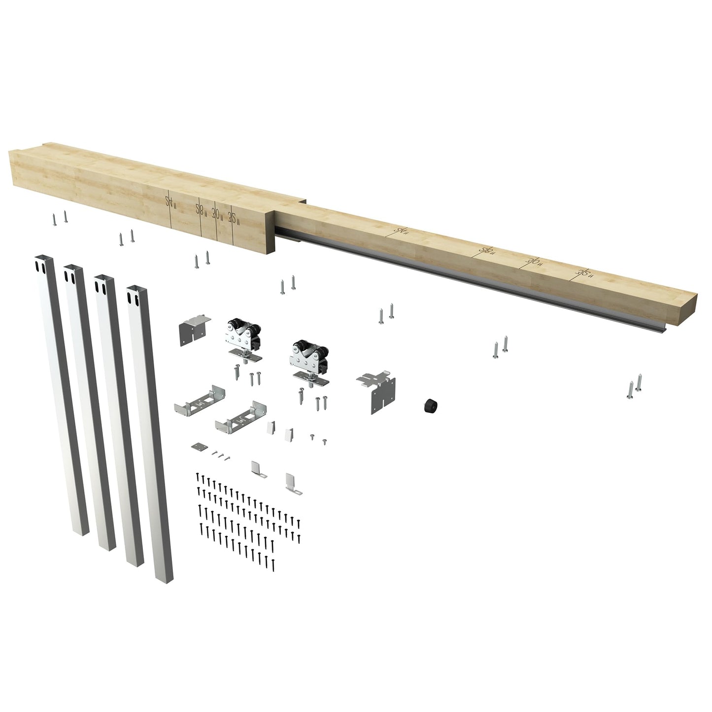JUBEST 400LBS Pocket Door Frame Kit, Commercial Grade, for 2x6 Stud Wall, Heavy-Duty Hidden Door Kit for 24" to 36"x80" Door, Easy to Install, Durable and Strongly