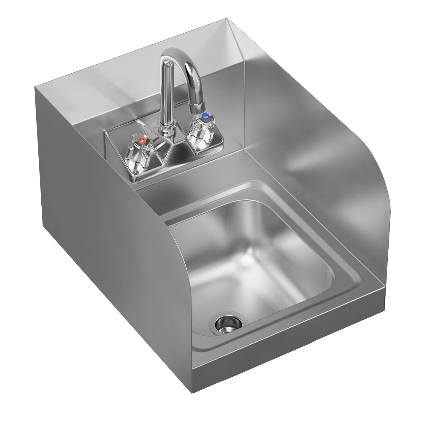 AmGood Stainless Steel Wall Mount Hand Sink | NSF | Commercial Hand Washing Basin For Restaurant, Kitchen and Home (12" x 16" with Sidesplash)