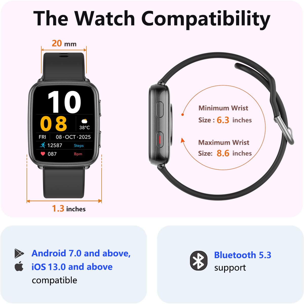 MorePro Fitness Tracker with 24/7 Heart Rate & Blood Pressure Monitor, Blood Oxygen & Sleep Tracker, Smart Watch with Step Calorie Counter, IP68 Waterproof Activity Tracker for Women Men Android iOS
