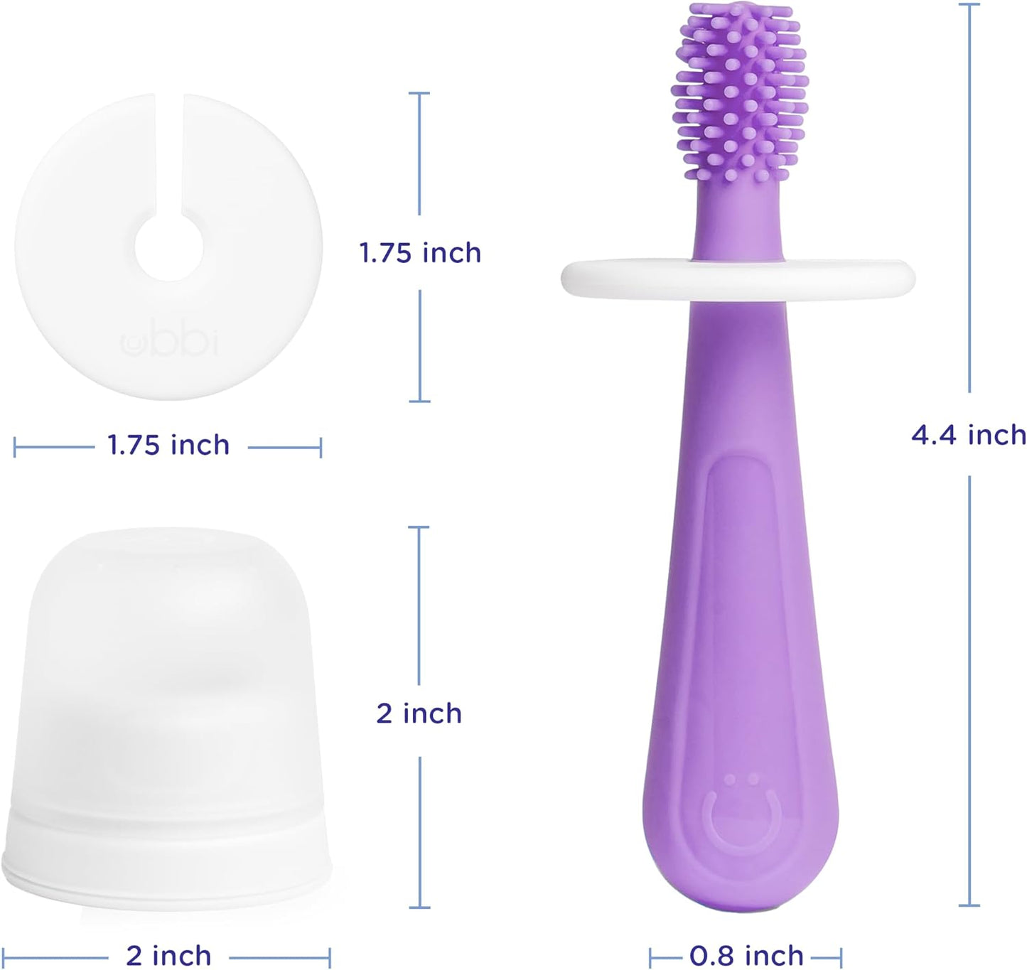 Ubbi 360° Baby Training Toothbrush - Safety Shield & Cover, Food-Grade Silicone, Smoothie Purple