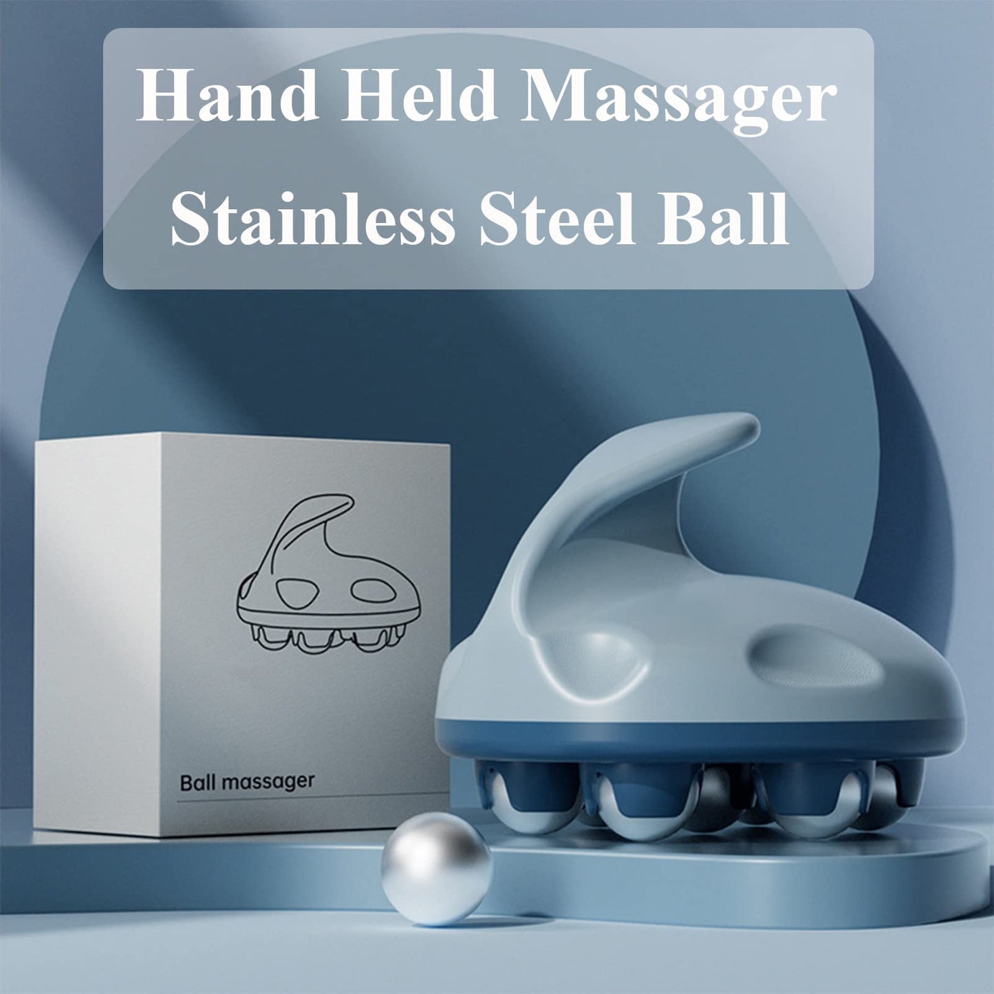 WMM Hand Held Massager, Full Body Massage Tool with Roller Ball Massager Manual 360-degree-roller for Muscle Back Neck Joint Foot Shoulder Leg Pain Relief with Portable Design