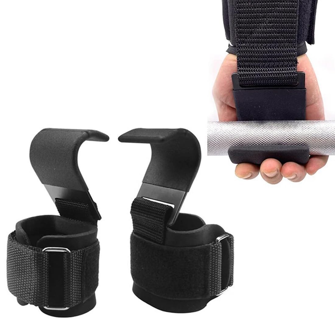 Weight Lifting Hooks Pair Heavy Duty Power Wrist Straps Hand Grip Support For Deadlifts Pull Ups for Men and Women