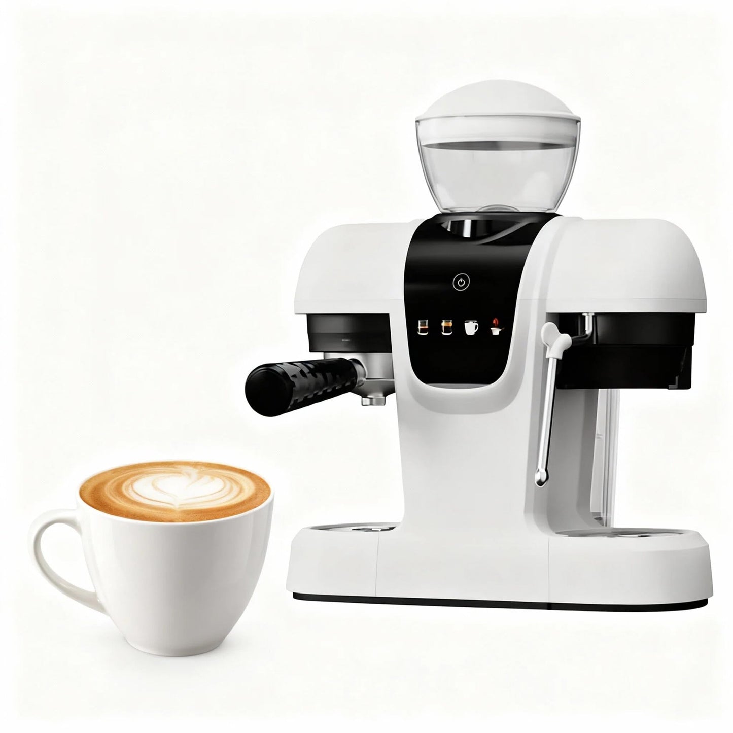 20 Bar Espresso Machine with Grinder & Steam Wand - Semi Automatic Coffee Maker, NTC Intelligent Temp Control, 58mm Stainless Steel Portafilter, One-Touch Panel for Home Barista (Removable Water Tank)