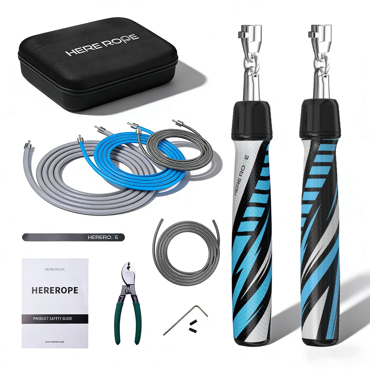 HEREROPE Weighted Jump Rope for Men Women Interchangeable 1/6lb 1/4lb 1/2lb Heavy Jump Rope- Adjustable Length, Tangle Free, Smooth Ball Bearing, Anti-slip Grip, Skipping Rope for Weight Loss