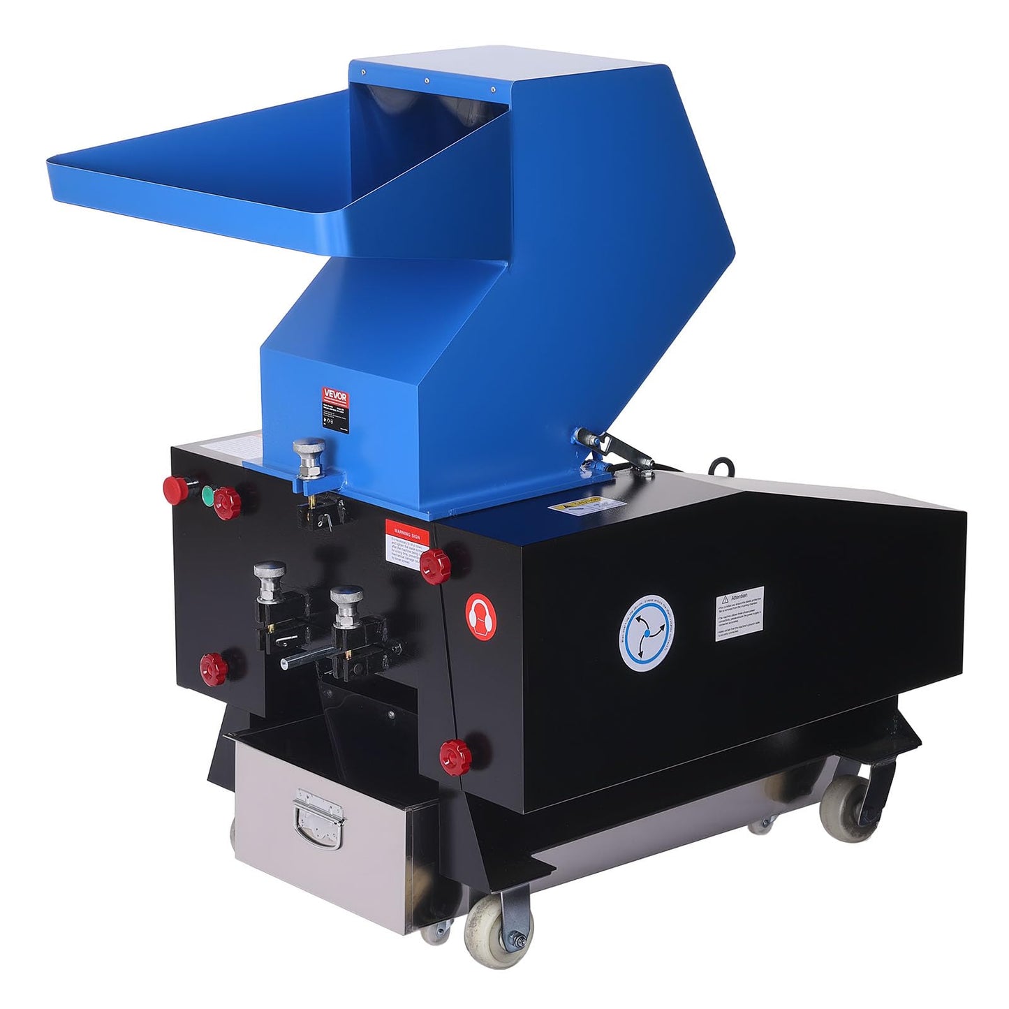 VEVOR Plastic Shredder Crusher, 7.5HP/5.5KW Plastic Grinder Granulator, 200-300kg/h Capacity Pulverizer Recycling Machine with Wheels, SDK-11 Blade & 8mm Mesh for PVC PTFE (220V 60Hz 3-Phase)