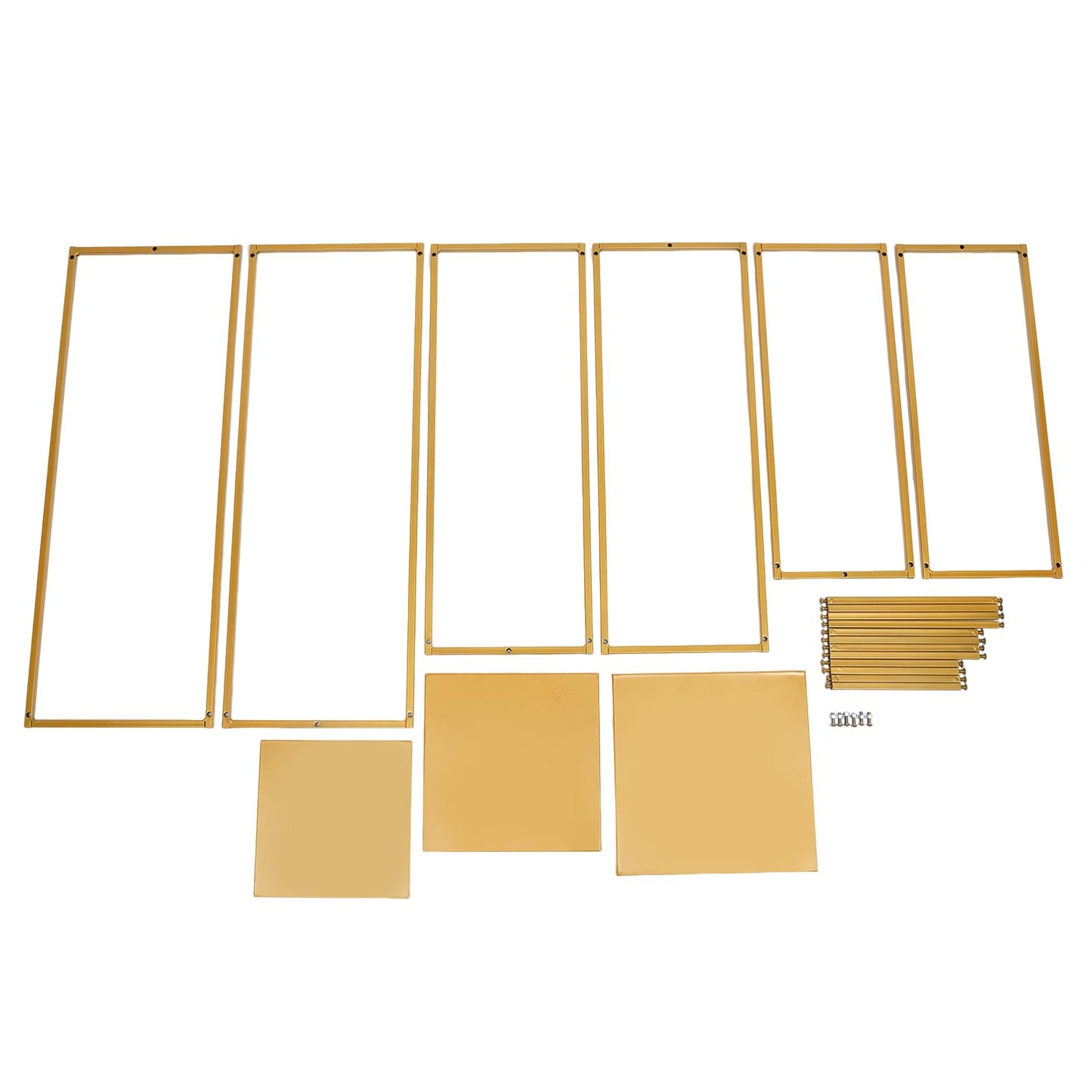 3Pcs Metal Flower Stands, Rectangular Tall Gold Wedding Flower Stand with 3 Different Sizes,Flower Vase Wedding Table Centerpieces Column with 17.64Lbs Load-Bearing,Geometric Floral Display Holder