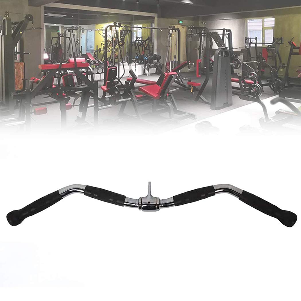 Lat Bar Cable Machine Attachment, Curl Pulldown Bar with Full Rotation and Rubber Handle for Gym, Strength Workout, Body Training, Muscle Building, 30 Inch
