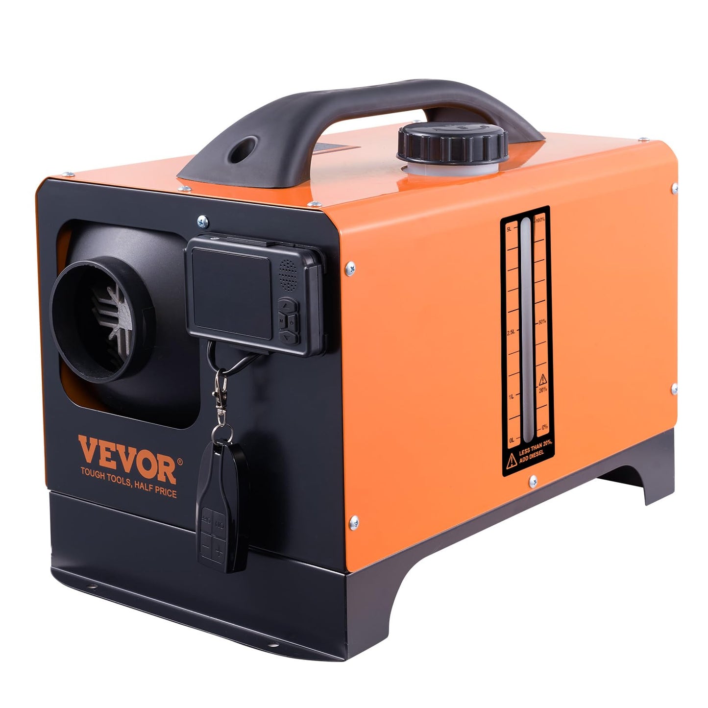VEVOR Diesel Heater, 12V All-in-one Diesel Air Heater with Remote Control and LCD Display, 5L Fuel Tank Fast Heating Portable Diesel Parking Heater for RV, Truck, 8KW, Upgrade - APP Control, Orange