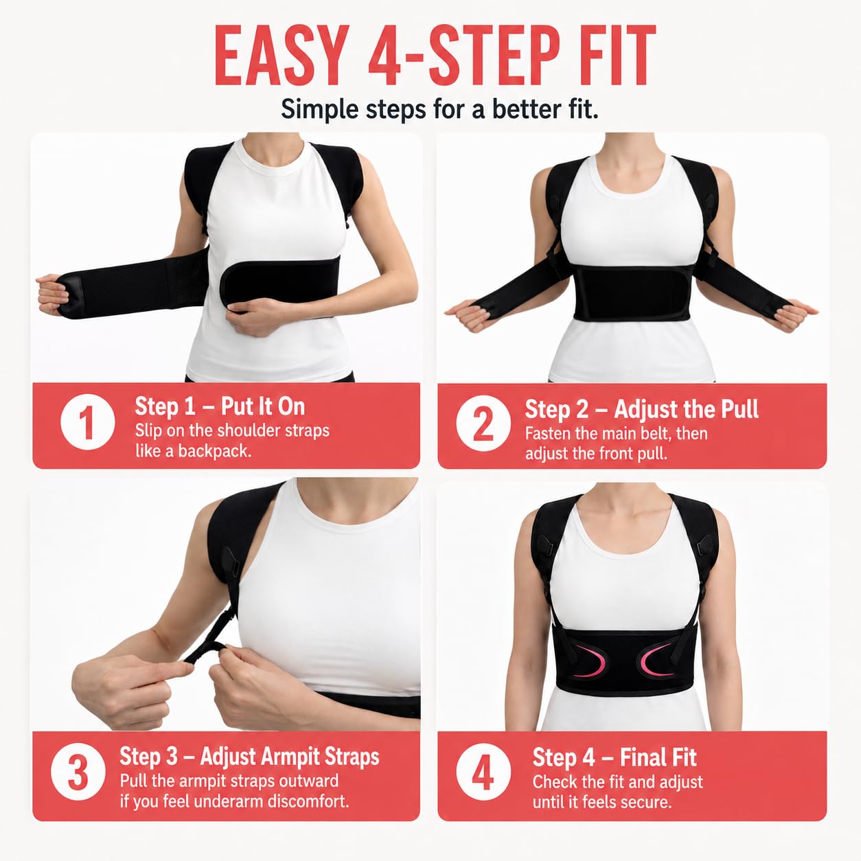 LibertyMove Posture Corrector for Women and Men, Breathable Upper Back Brace Posture Reminder, Adjustable Back Straightener with Underarm Comfort Straps, Shoulder Support Brace for Active Daily Wear
