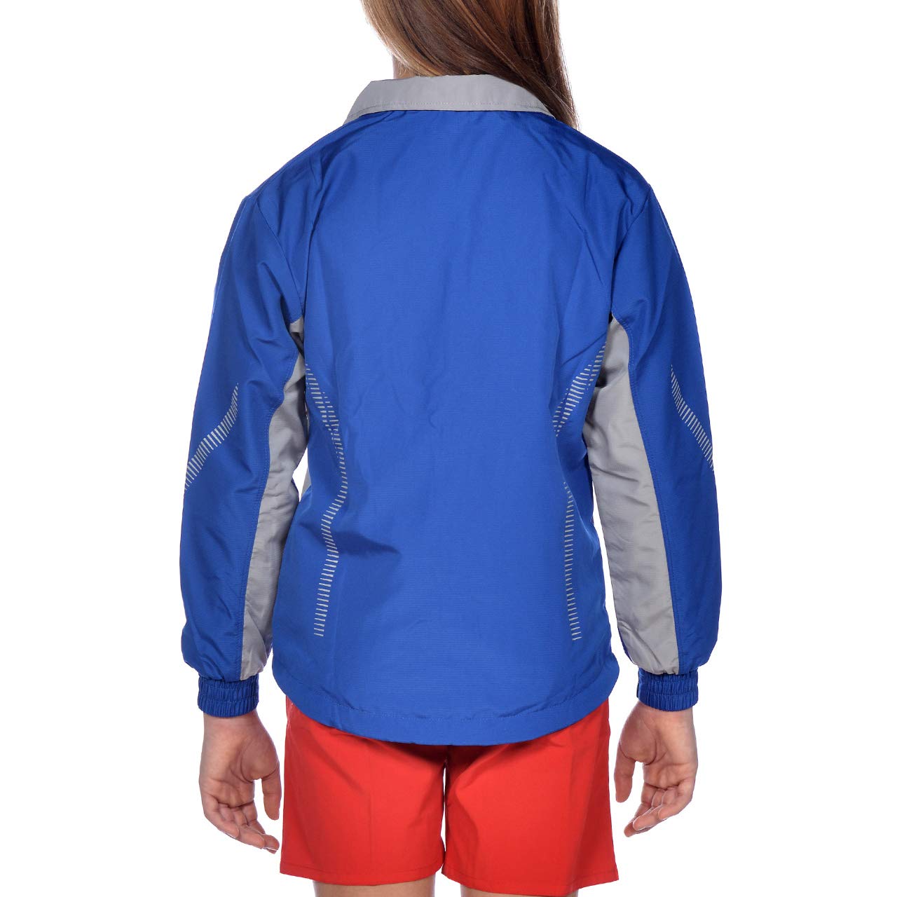 ARENA Kids Team Line Youth Warm Up Full Zip Jacket Lightweight Athletic Training Competitive Recreational Side Pockets Breathable Track Swimming Sports, Royal Blue/Gray, Size X-Large
