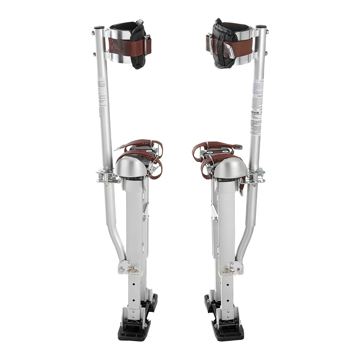 VEVOR Drywall Stilts, 16.1–24.1 in Adjustable Aluminum Painter Stilts, 228 lbs Load Capacity, Non-Slip Rubber Feet, Dual Spring Shock Absorption, Comfortable Leg Straps for Painting, Decoration,Silver