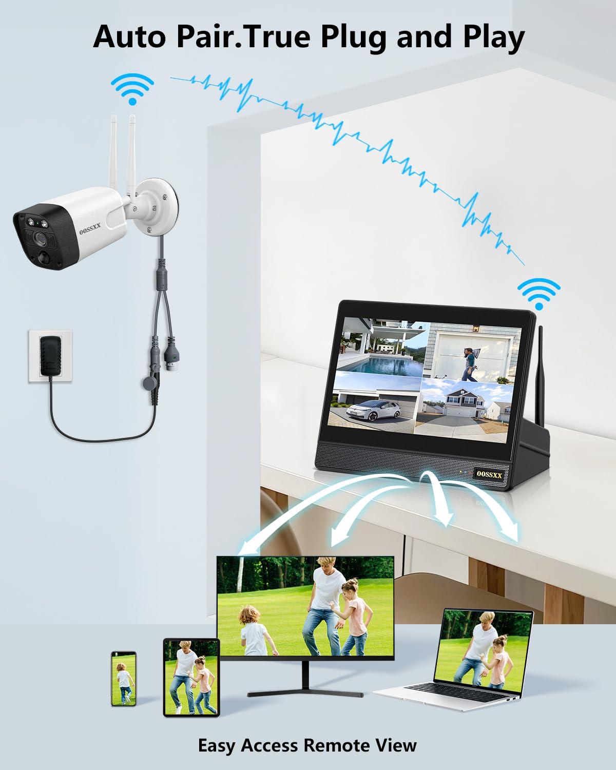 (2026 Updated) 5MP WiFi Security Camera System, 10CH NVR with 16" IPS Monitor, 2 Dual-Antenna Outdoor Cameras, Dual-Band 2.4/5.8GHz, 2-Way Audio, IP66 Waterproof, Free App, 128GB TF Card