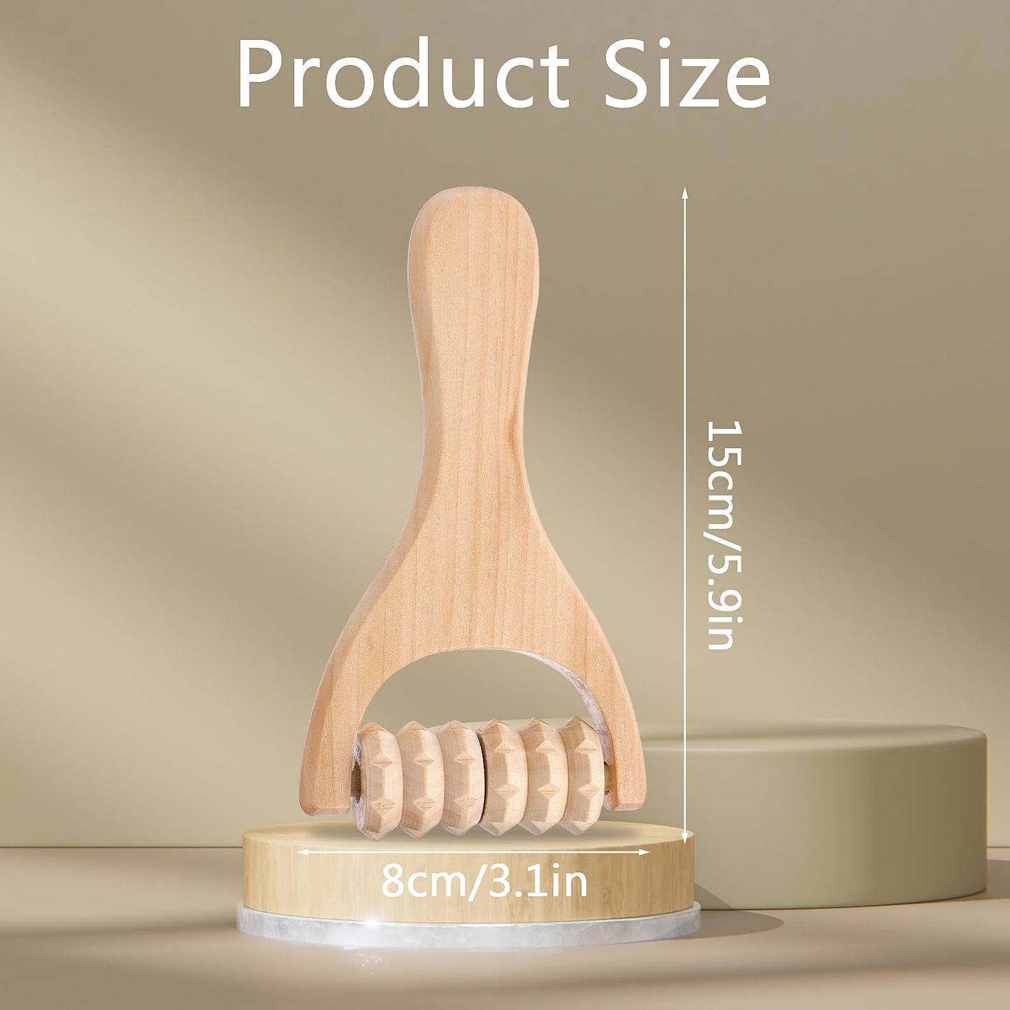 Abeillo 3Pcs Wooden Hand Massage Roller, Muscle Roller Stick, Manual Wood Therapy Massage Tools Massager Roller, for Relaxes Thigh, Leg, Hands Full Body Muscle Men Women