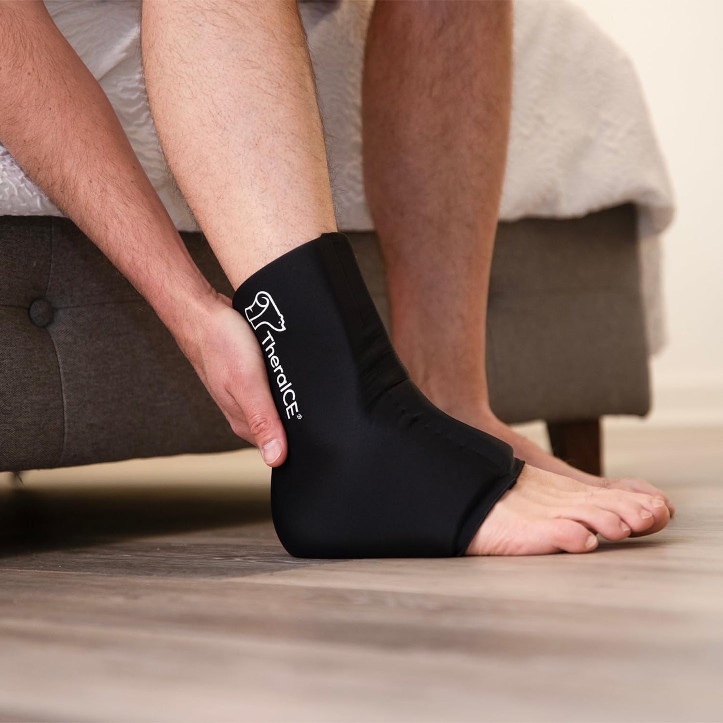TheraICE Ankle Ice Pack Wrap for Swelling & Sprained Ankle Brace for Women Men, Cold Therapy Foot Heel Spur Support Compression Socks, Plantar Fasciitis & Achilles Tendonitis Sore Feet Pain Relief