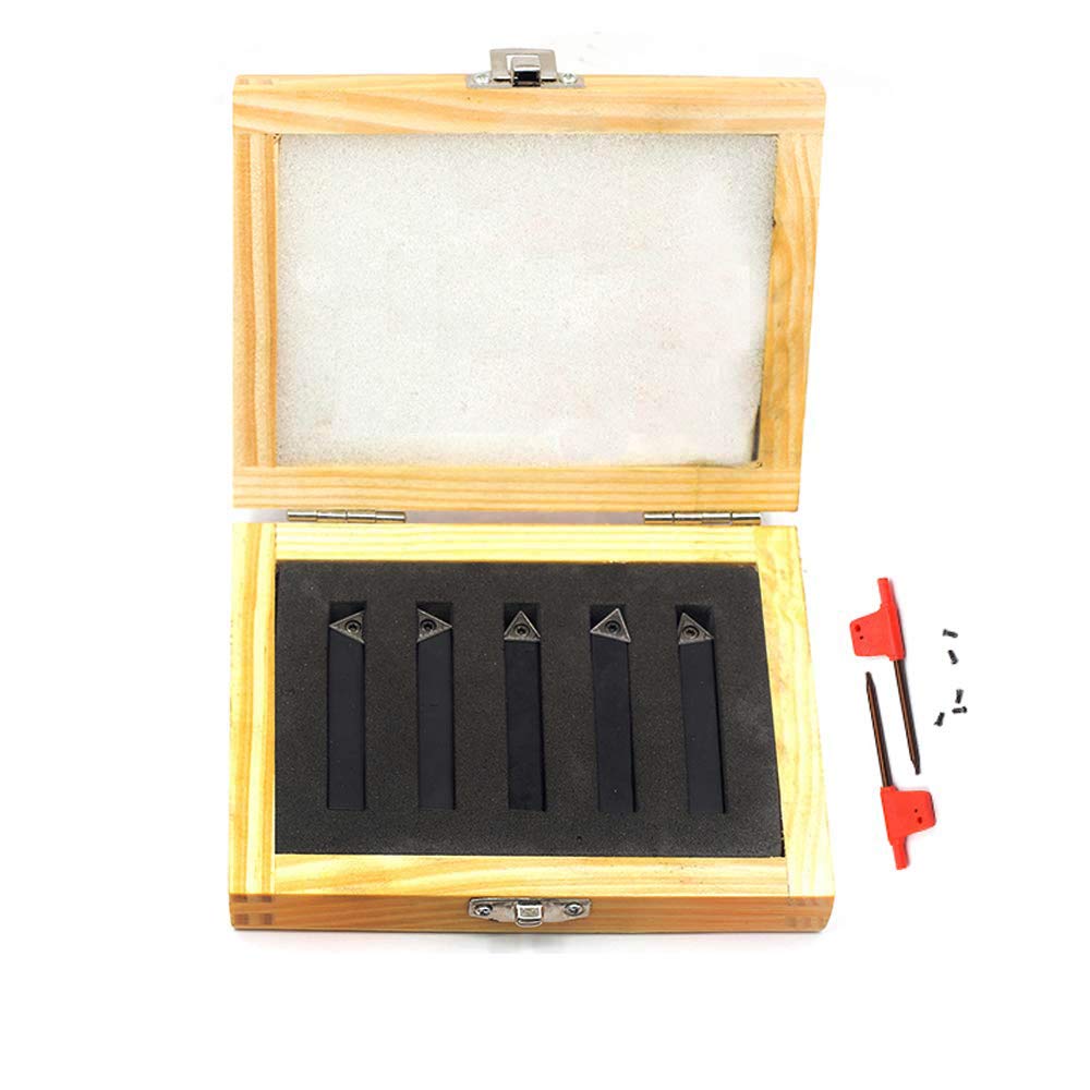 OSCARBIDE 5/16" Mini Lathe Indexable Carbide Turning Tool Holder, Metal Lathe Tools Inserts Bits with Carbide Inserts TCMT090204,5 Pieces/Set