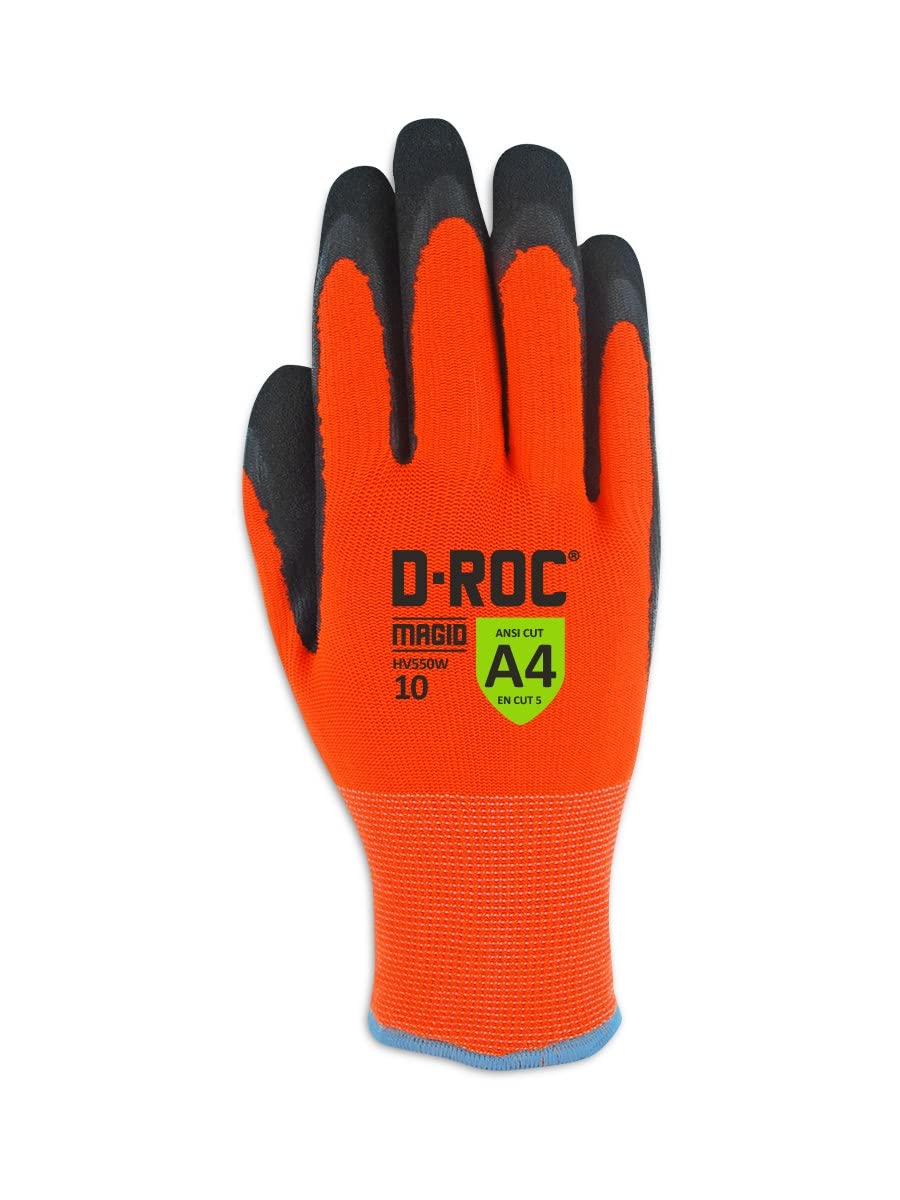 MAGID D-ROC ANSI A4 Waterproof Thermal Sandy Nitrile Coated Work Gloves, 144 Pairs, 8/Medium (HV550W)