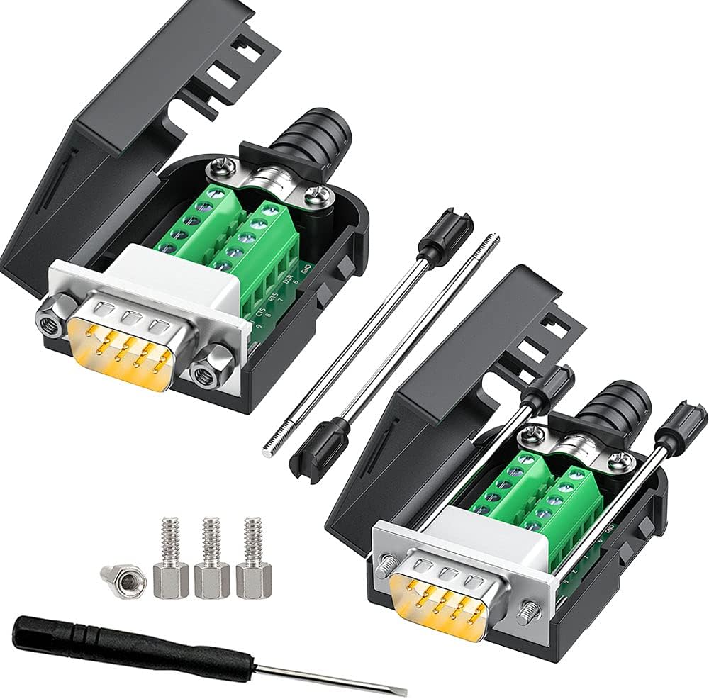JUXINICE 2PCS DB9 DB-9 adapters9 RS232 RS485 DB9 Breakout Connector Male PIN Adapter to Wiring Terminal,No Soldering