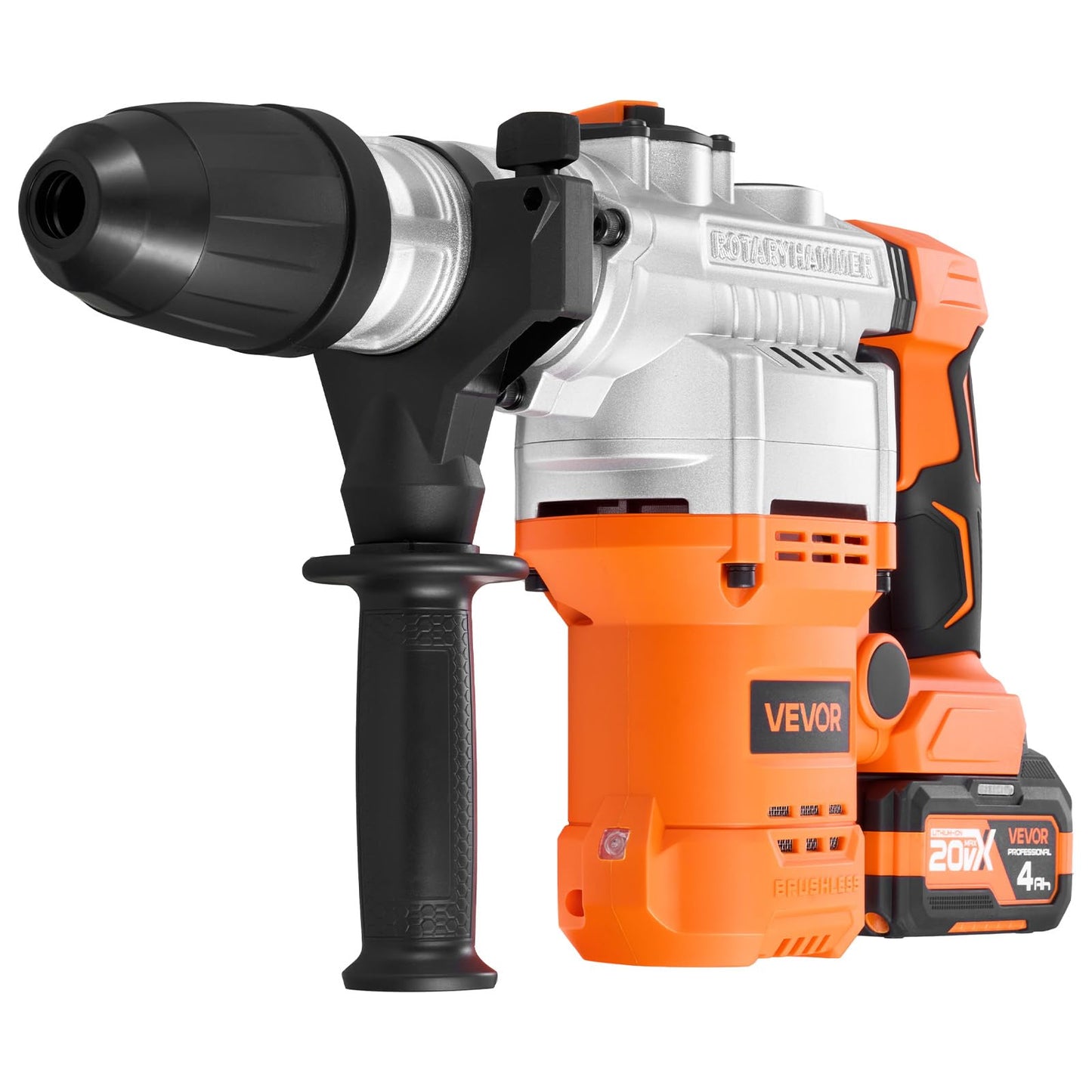 VEVOR Rotary Hammer Drill, 1-9/16 in SDS-Max Cordless, Heavy Duty 20V Battery Powered Rotary Hammer, Including 2 Batteries, Charger, Drill Bit, Pointed Chisel, Carrying Case, for Concrete, Masonry