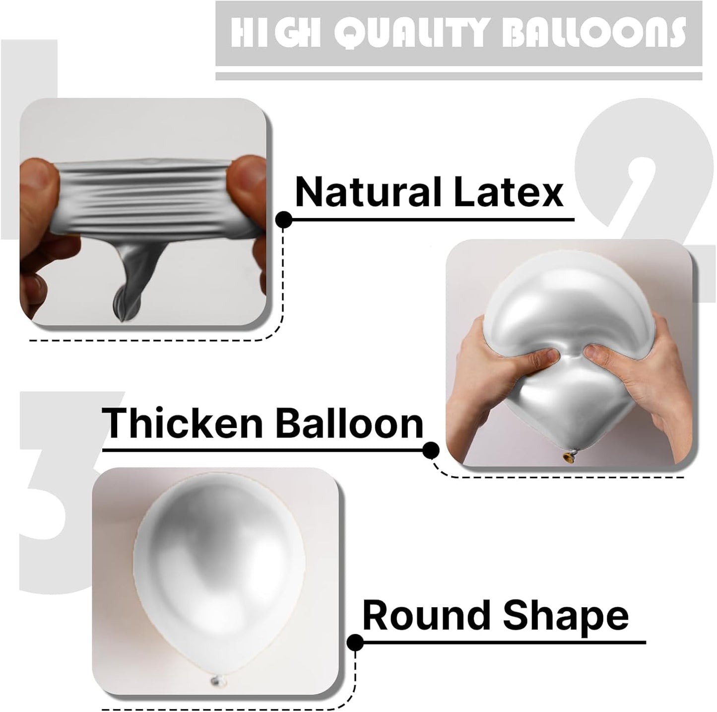 PartyWoo Silver Balloons - 101pcs 12 Inch Latex Helium Balloons for Celebrations & Events