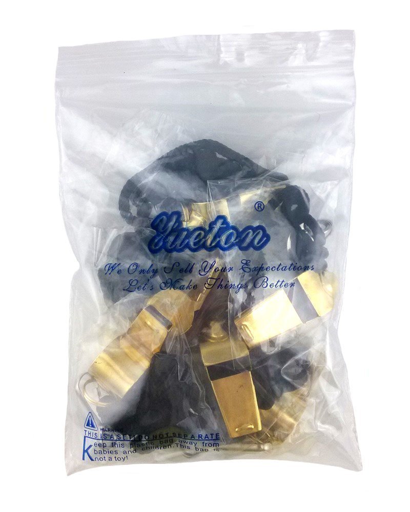 yueton Copper Loud Sport Coach Emergency Whistles with Lanyard, Pack of 6 (Golden)