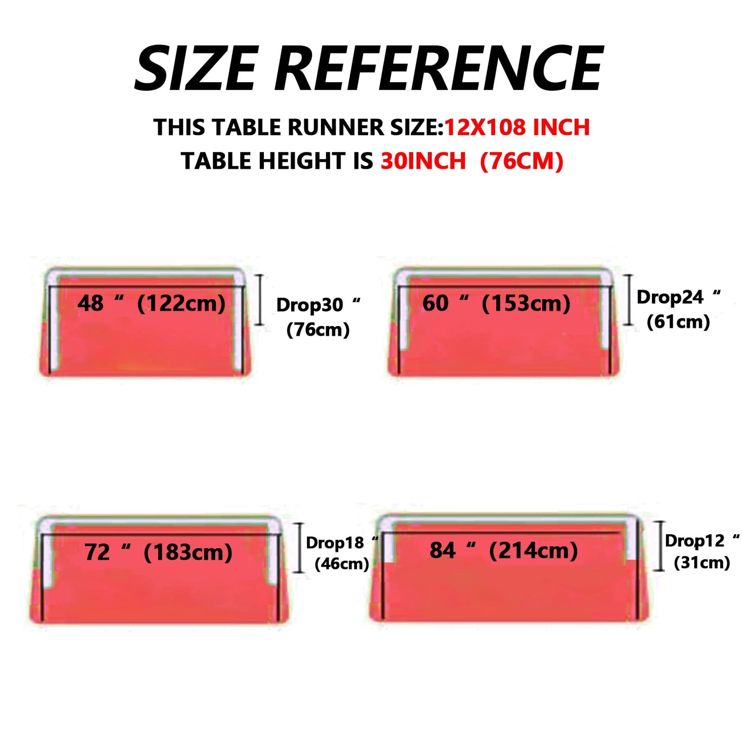 HMQIANG 12 Pack Red Table Runners, Satin Table Runner 12x108 Inches Long, Silk and Smooth Fabric Table Runner for Wedding, Parties, Banquets, Event Decoration