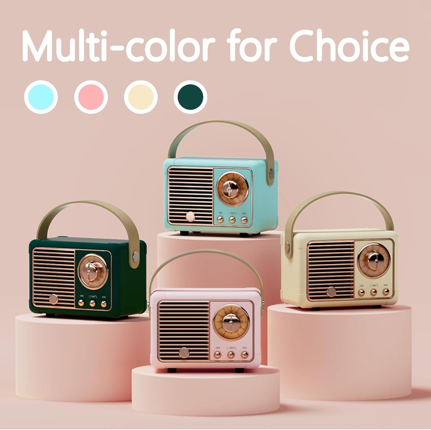 Caulikine Retro Bluetooth Speakers Birthday Gifts for Girls Small Cute Pink Portable Wireless Speaker Gift Ideas