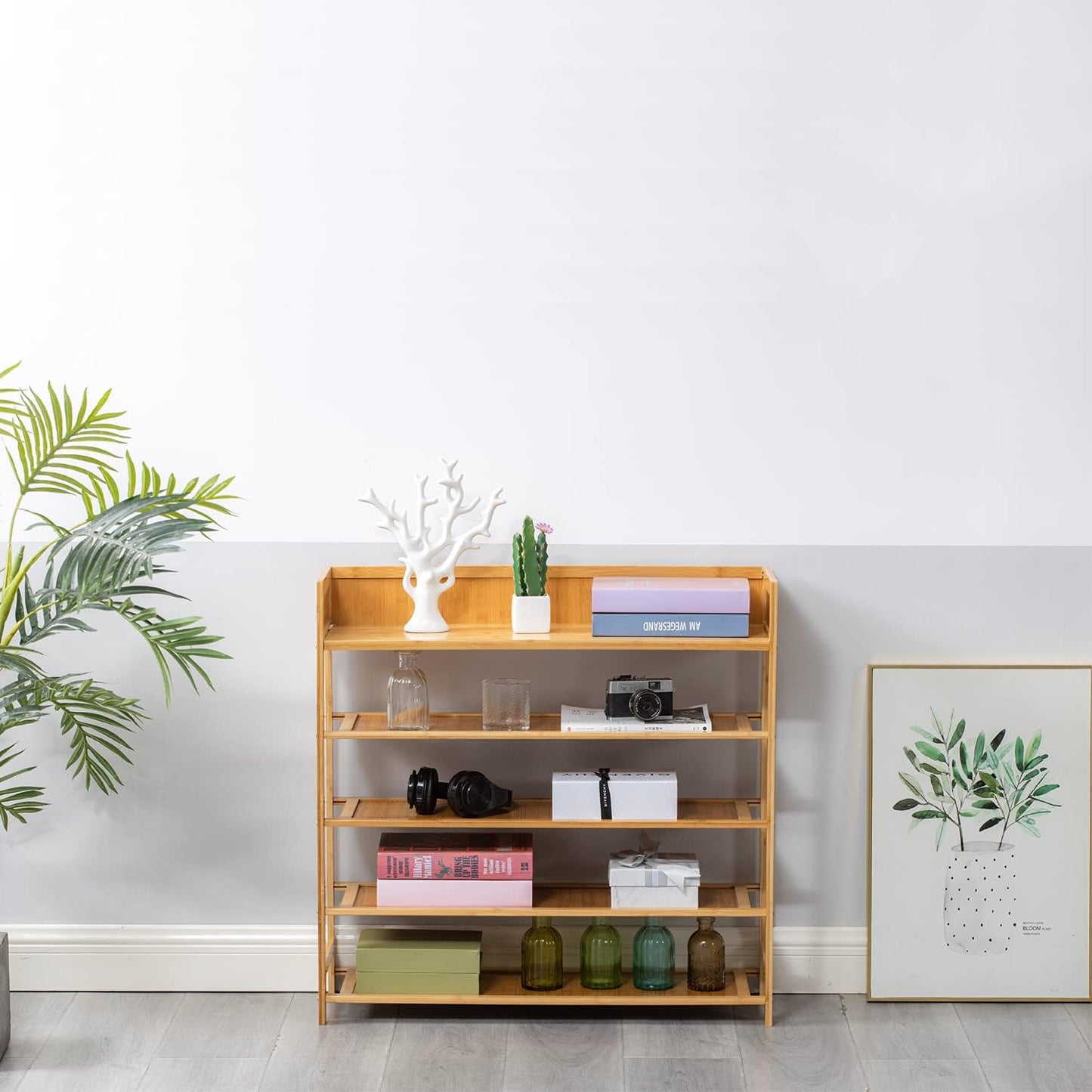 Bamboo Shoe Rack Organizer - 5-Tier Storage Solution for Entryway, Hallway & Closet | Natural Finish (31.5")