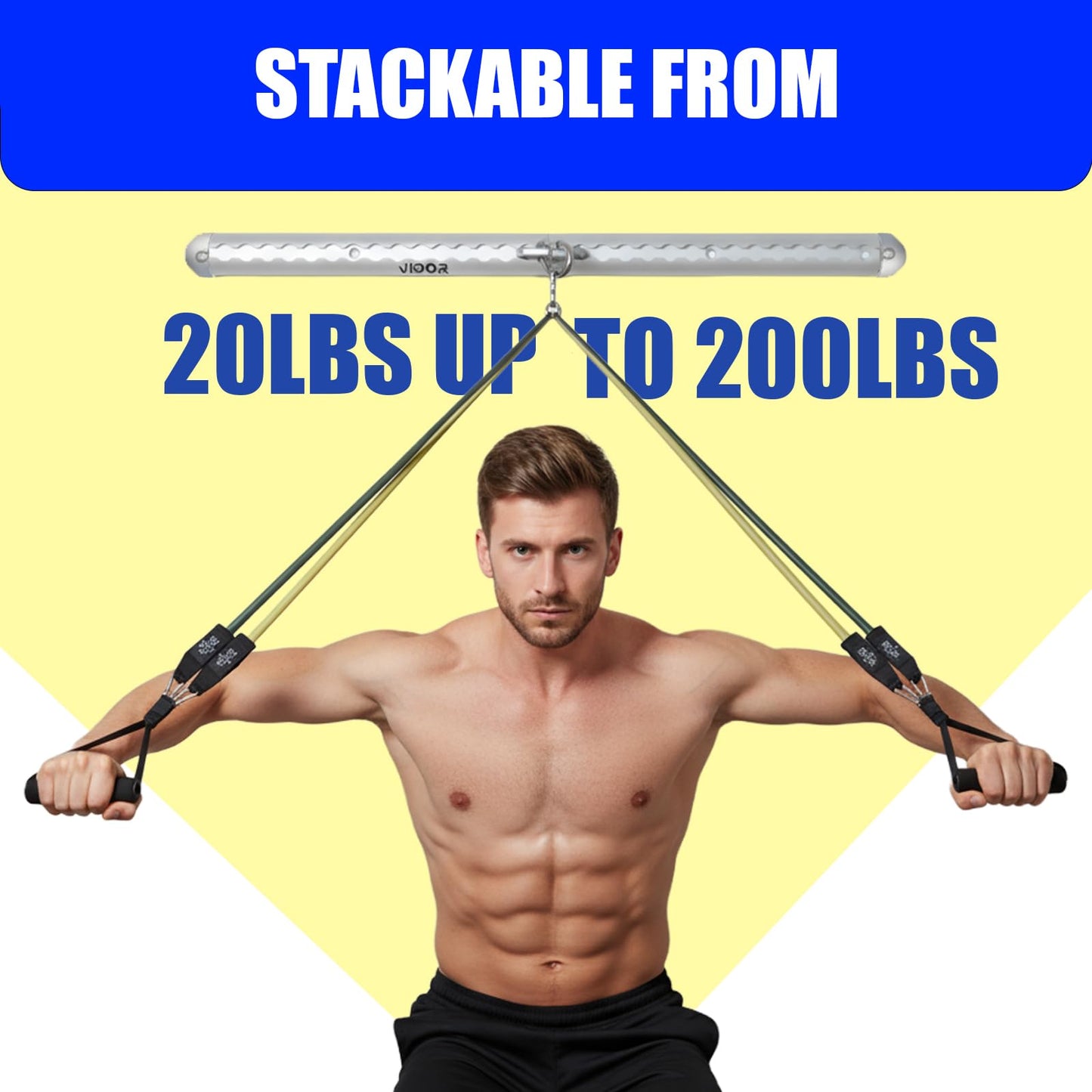 Resistance Band Wall Mount System - Heavy Duty Wall Anchor for Resistance Bands, Workout Wall Anchor with Aluminium Bracket for Home Gym Cable Machine & Fitness (2 Rails and Green Resistance Band)