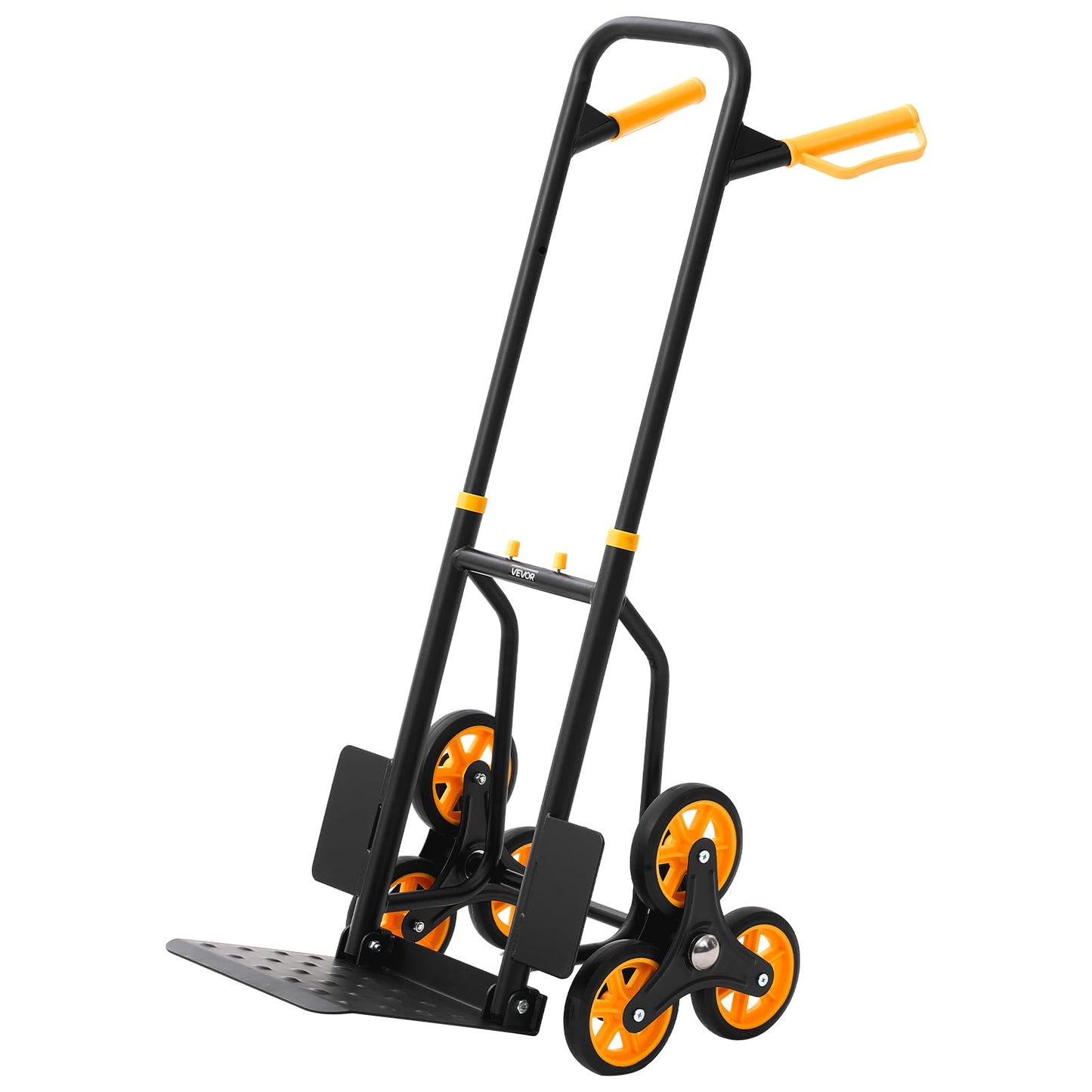 VEVOR Stair Climbing Cart 440 lbs, 330 lbs Stair-Climbing Capacity, Heavy-Duty Folding Trolley Cart with Telescoping Handle, 6 Wheels and 2 Bungee Cords for Home, Groceries, Warehouse