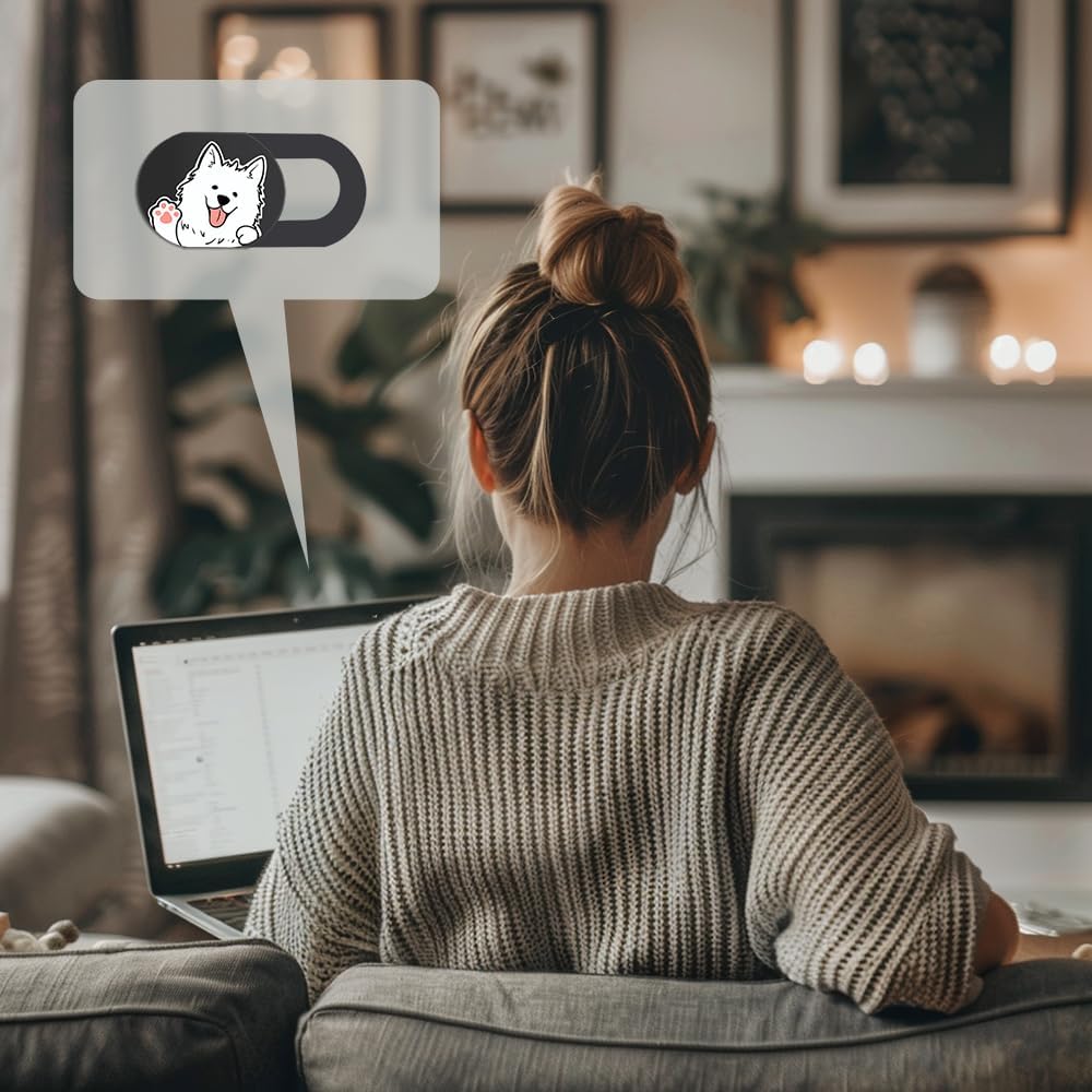 DR. PANDACAT 3-Pack Hug Me Dog Laptop Camera Cover Slide - Cute Webcam Cover for MacBook Pro/Air, Dell, iPad, iPhone