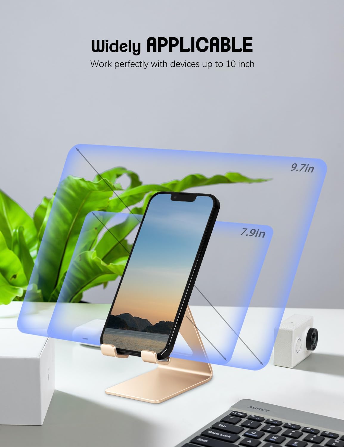 Aoviho iPhone17 16 15 14 13 12 11 8 7 6 6s Desk Cell Phone Stand Phone Holder, Aluminum Phone Cradle Dock for pro Mini