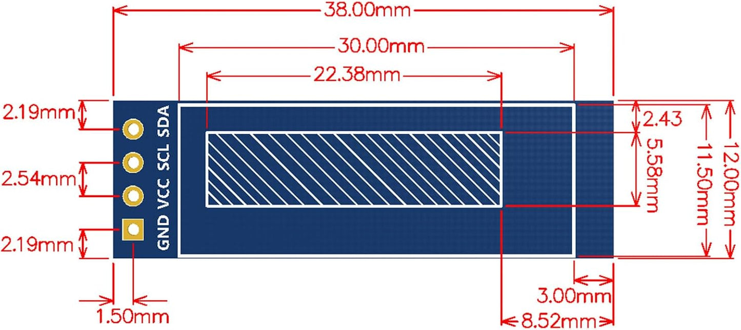 MakerFocus 5pcs 0.91 Inch I2C 128 32 SSD1306 Pi/ESP32 IIC OLED Display Module x Pixel Driver Self-Luminous Display