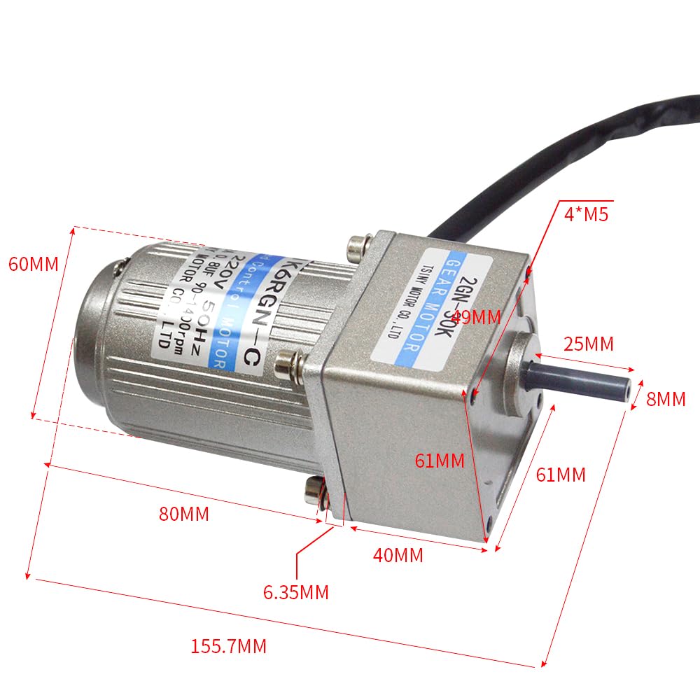 Bemonoc High Torque Electric 110V AC Gear Motor Variable Speed 50/60HZ 12RPM 6W 120K with AC Governor and Bracket Combo for Industry