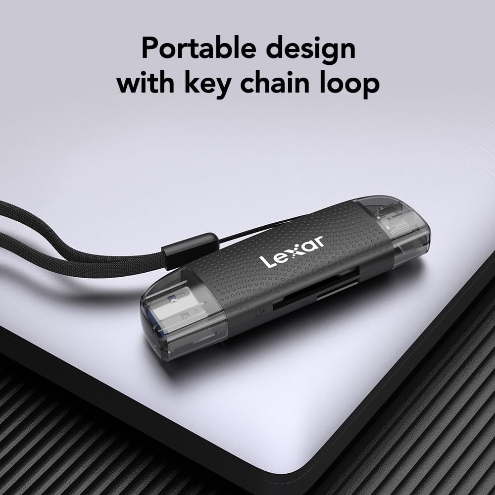 Lexar 205MB/s (LRW310X-BNBNG) Dual-Slot USB-A/C Reader, Up to Transfer Speed, Supports SD and microSD Cards
