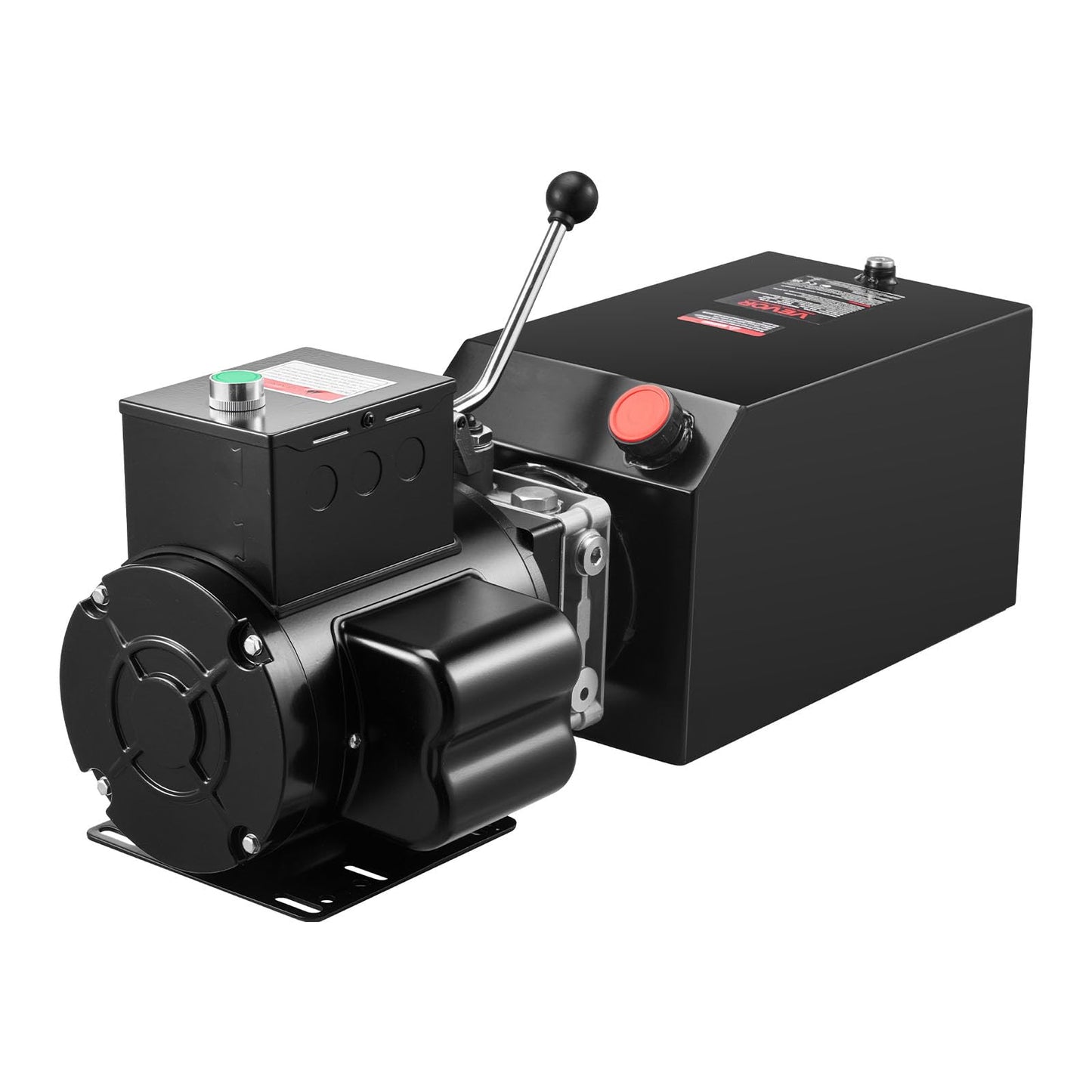 VEVOR 14 Quart Hydraulic Power Unit, Single Acting Steel Dump Trailer Pump, 3200 PSI Max Relief Pressure & 1.7 GPM Flow Rate, 220-240V Hydraulic Pump with Metal Reservoir for Dump Trailer Car Lifting