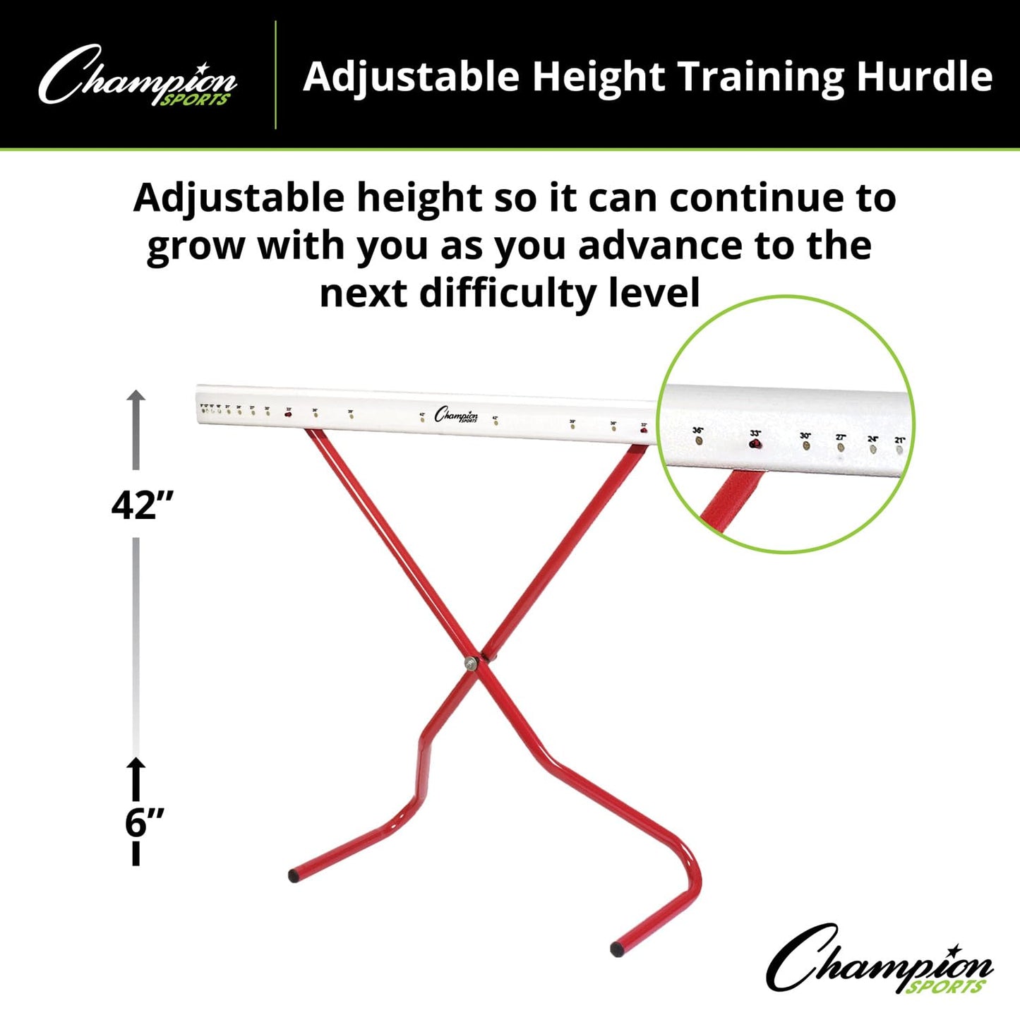Champion Sports Adjustable Height Training Hurdle, Red