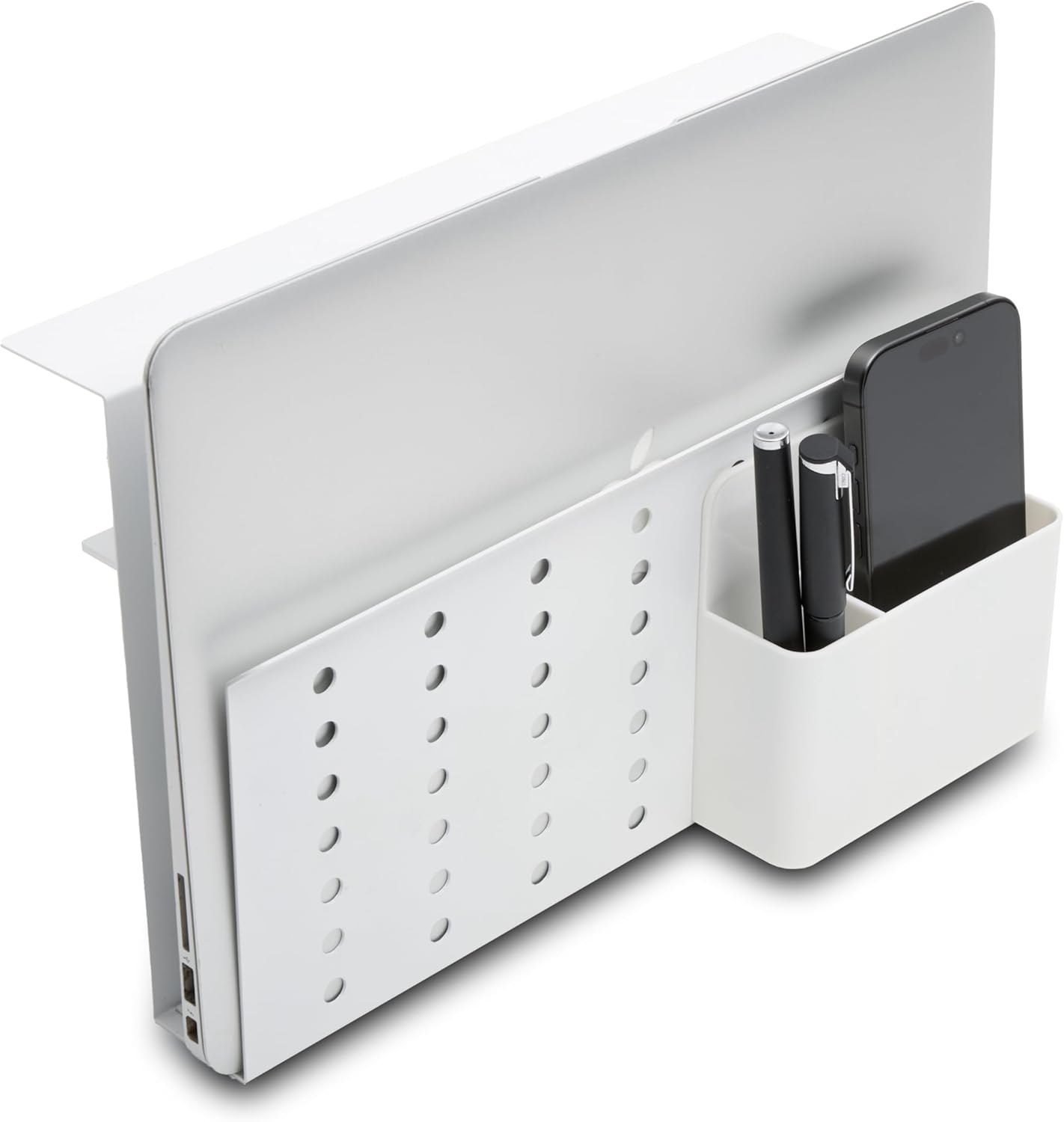GAROOD Laptop Side Storage Vertical Stand Under Desk top Storage Clamp On Desktop Shelf Hanging Desk Organizer Computer